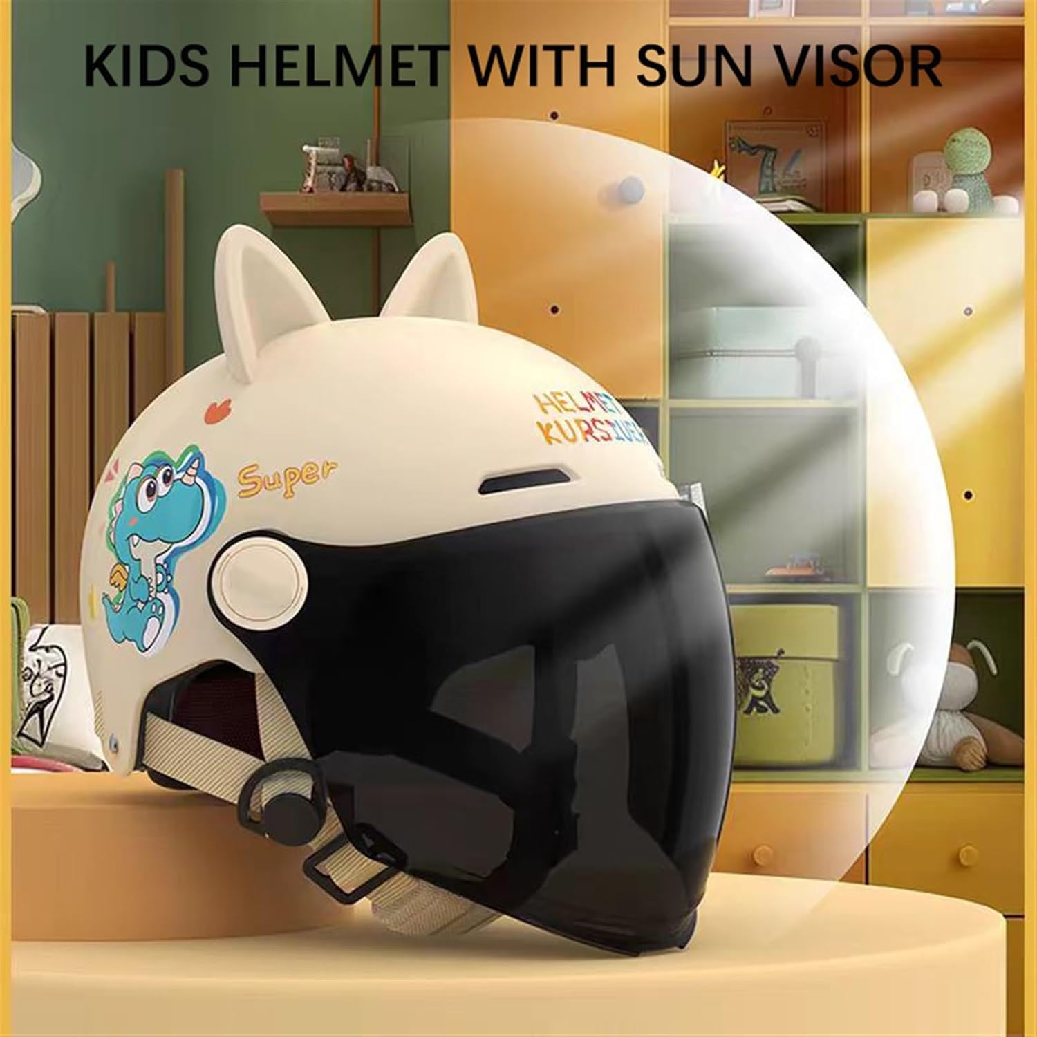 Kids Motorcycle Helmets,Toddler Open Face Bike Half Helmets with Visor,Youth Electric Scooter Bicycle Go-Kart Four Wheeler ATV Moped Helmet for Boys Girls,DOT Approved
