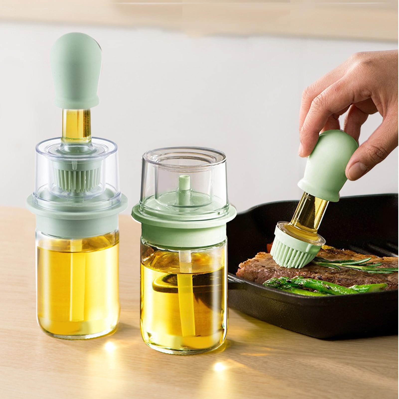 Dispenser Di Olio D'Oliva 2 in 1 180 ml Antigoccia | Bottiglia Contenitore Antigoccia per Olio per Frittura Cottura al Forno Insalate Preparazione Salse Grill Casa Ristorante