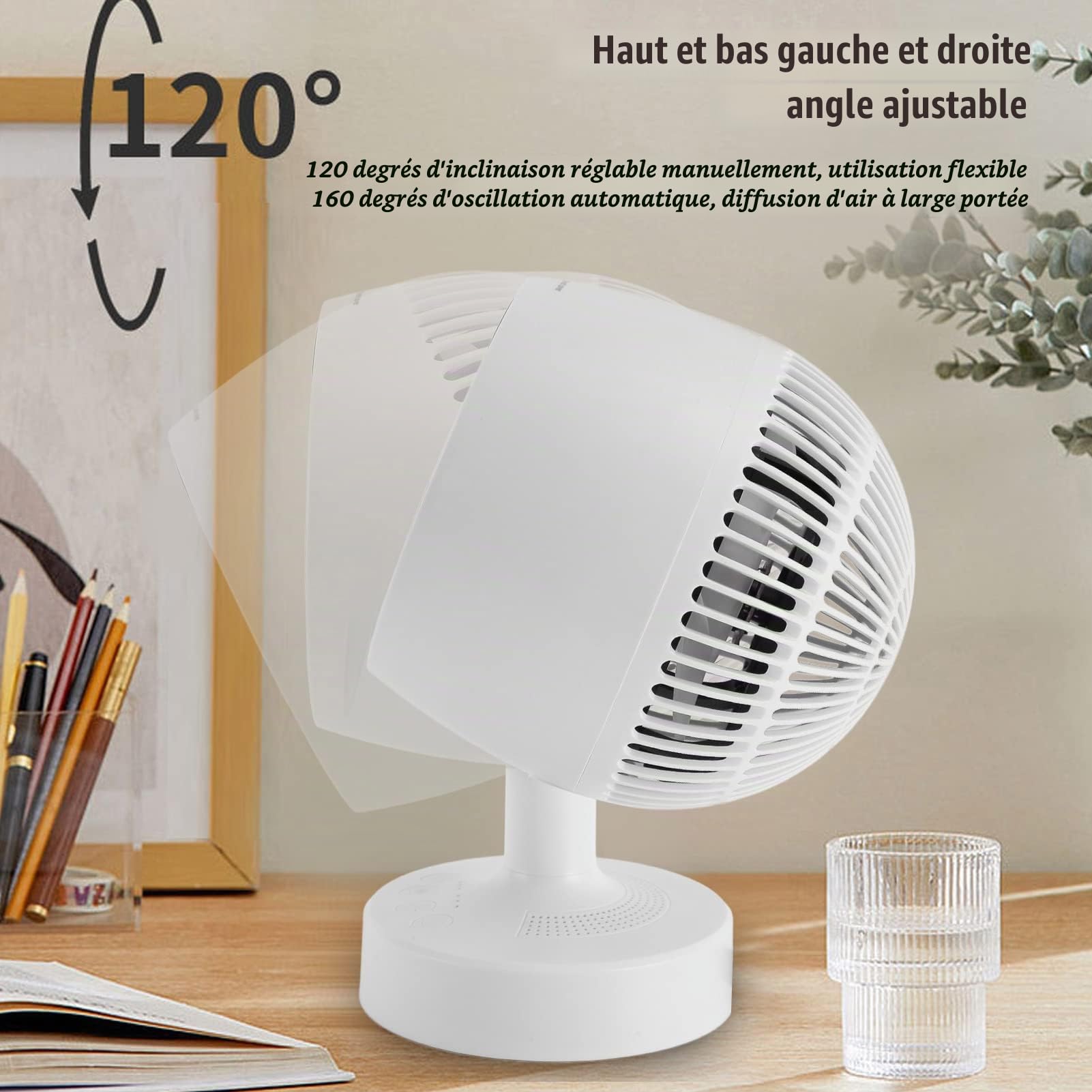 Mini Radiateur, Chauffage Portatif à Usage Froid et Chaud 500 W 100-240 V, avec Angle Réglable, pour Bureau à Domicile, Chambre à Coucher, Usage Intérieur, Bureau (WHITE)