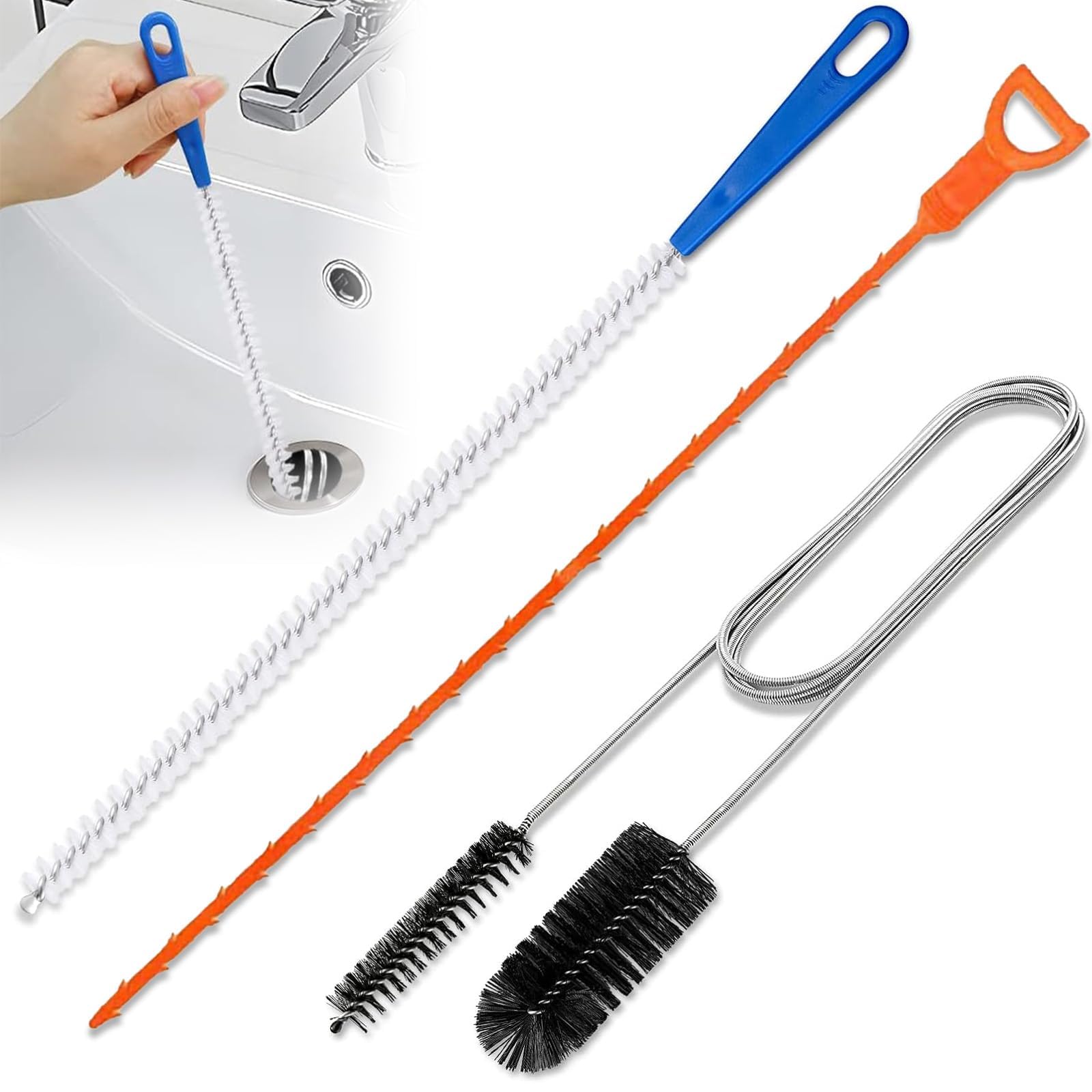 3er-Pack Abflussreiniger Spirale,Rohrreinigungsspirale,Spirale Abfluss Rohrreinigung,Abflussreiniger Sticks,Rohrreiniger Abflussbürste,Abflussspirale für Küche und Dusche,Spiralförmige Rohrreini