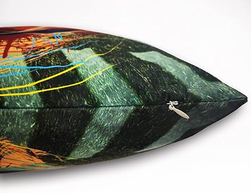 Miniatura 8 de Juego de 4 fundas de almohada de Navidad de 18 x 18 pulgadas, decoraciones navideñas rojas para fiestas de granja, fundas de cojín estampadas para