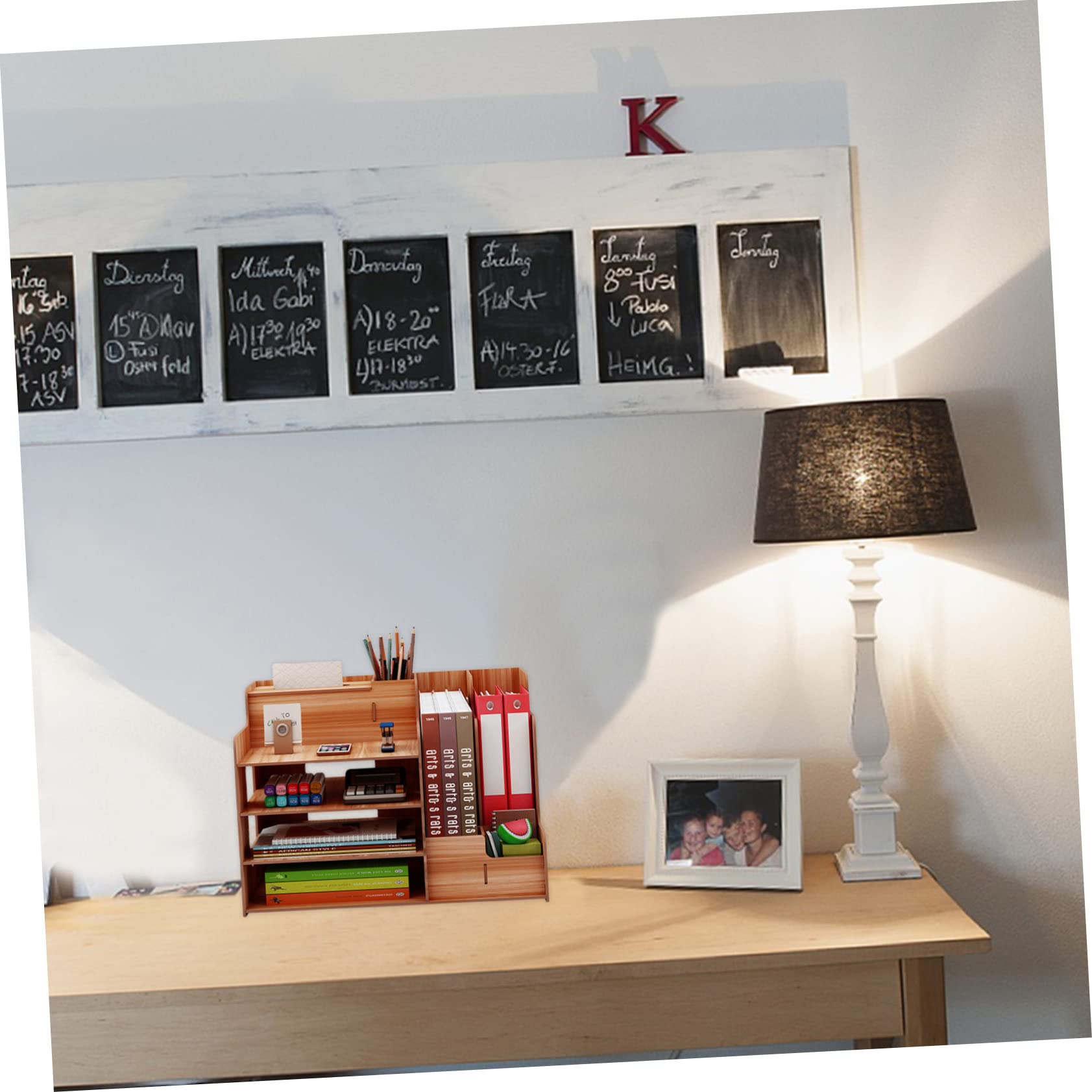 Angoily Étagère De Rangement De Table Bois Pour Papeterie Avec Structure Et Organiser Petits Objets