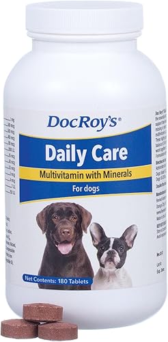 Doc Roy's - Multivitamínico de cuidado diario con minerales para perros, suplemento de salud diaria canina, tabletas de 180 unidades