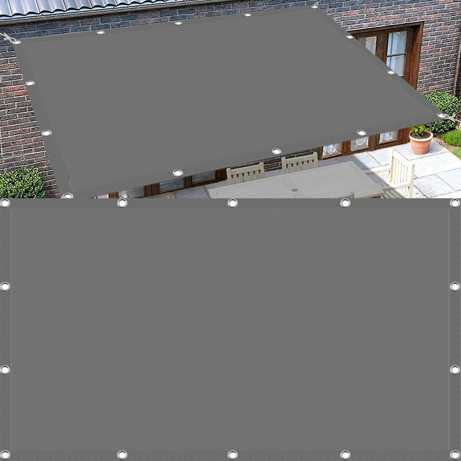 Voile d'ombrage anti-UV et imperméable gris clair 1.6x2.2m pour camping et terrasse