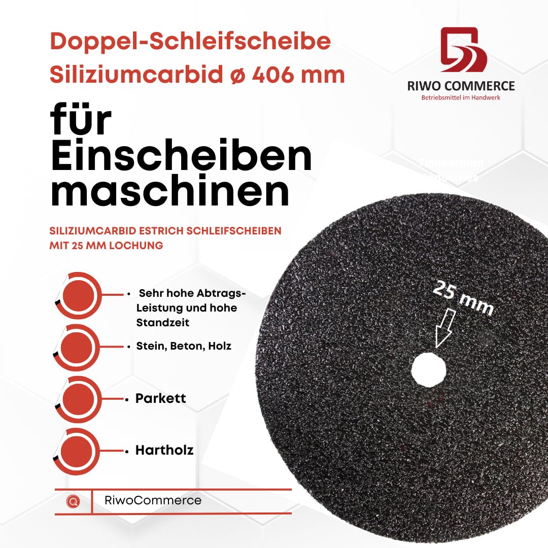 20 unità dischi abrasivi bifacciali Ø406mm, carburo di silicio con foro per vite 25mm, per macchine monodisco, macchine per la pulizia e lucidatura dei pavimenti, ideali per cemento e legno.Grana 36