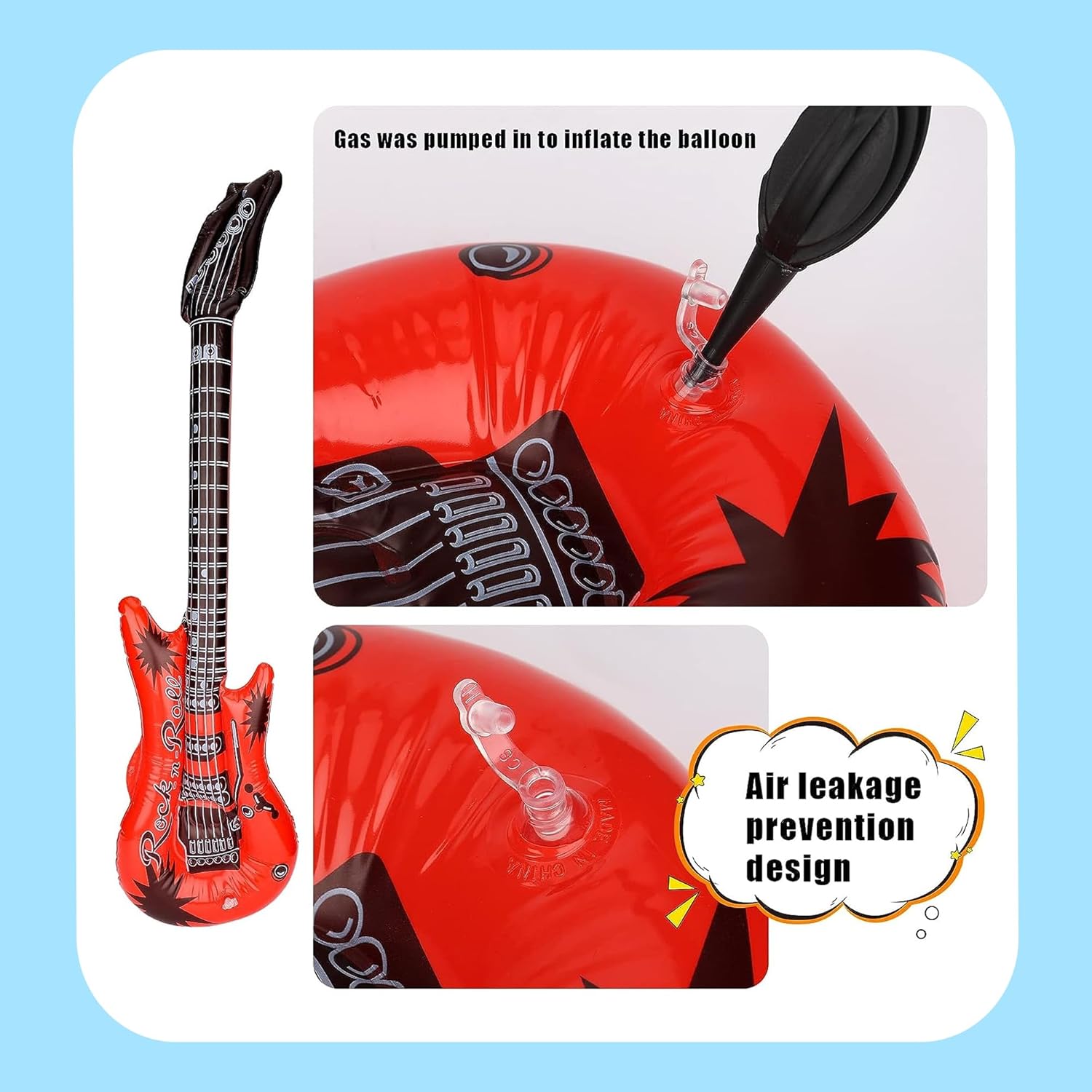 Inflatable Toys Musical Instrument Balloon - 8 Pieces Musical Party Decor Inflatable Guitar Bass Saxophone Microphone Balloon Inflatable Music Toy Set for Kids Adults Concert 70s 80s Rock Party Decor 5