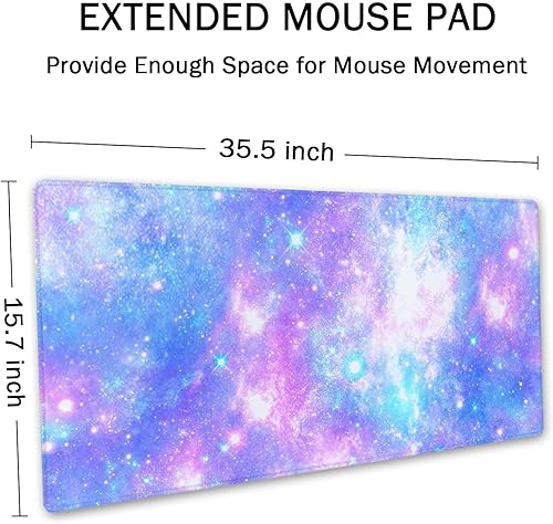 Miniatura 2 de SSOIU Tapete de escritorio, grande de 35.5 x 15.7 pulgadas, XXL extendido, alfombrilla de mouse para juegos con base antideslizante con borde cosido