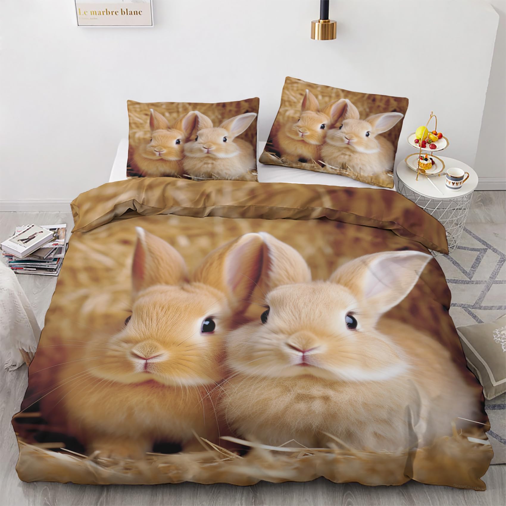 Parure de lit 140x200 cm en microfibre douce avec fermeture éclair pratique