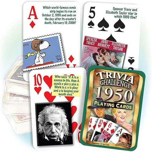 Flickback 1950 Trivia Jugando a las cartas, para cumpleaños o aniversario