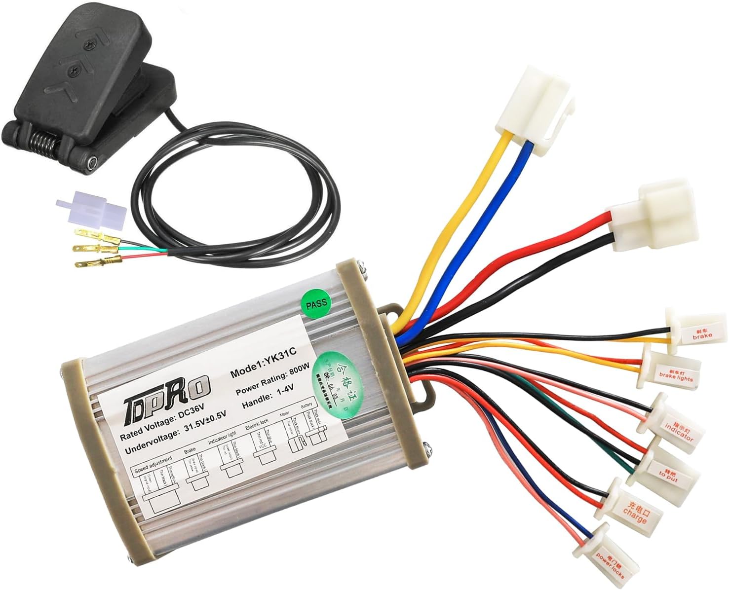 36V 800W Brush DC Motor Speed Controller + Foot Pedal for E-Bike Go Kart Electric Scooter Bicycle Drift Trikes ATV Quad
