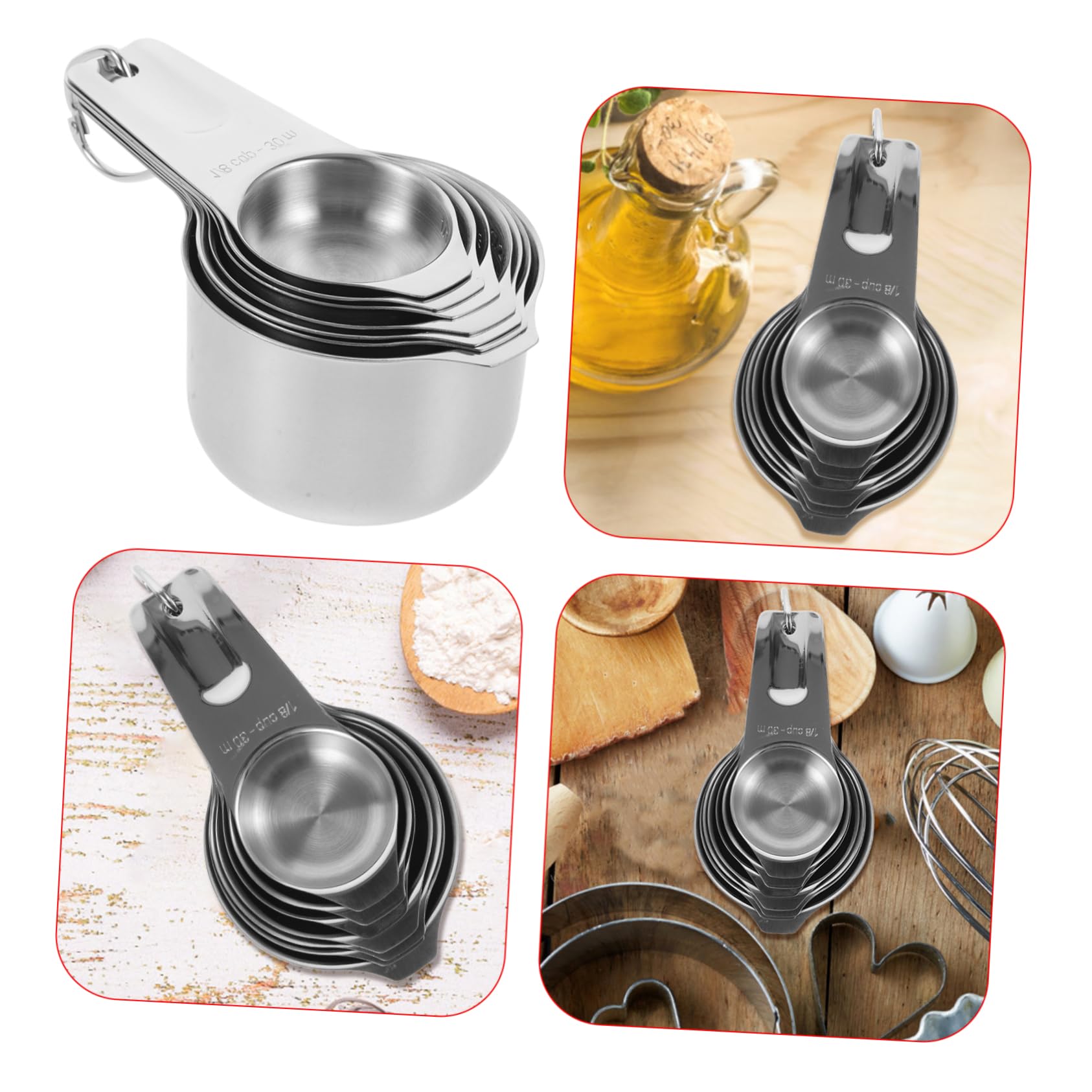 LABRIMP Misurini in Acciaio Inox con Bilancia di Misurini Riutilizzabili Impilabili per Cottura al Forno e Misurazione di Ingredienti in Cucina