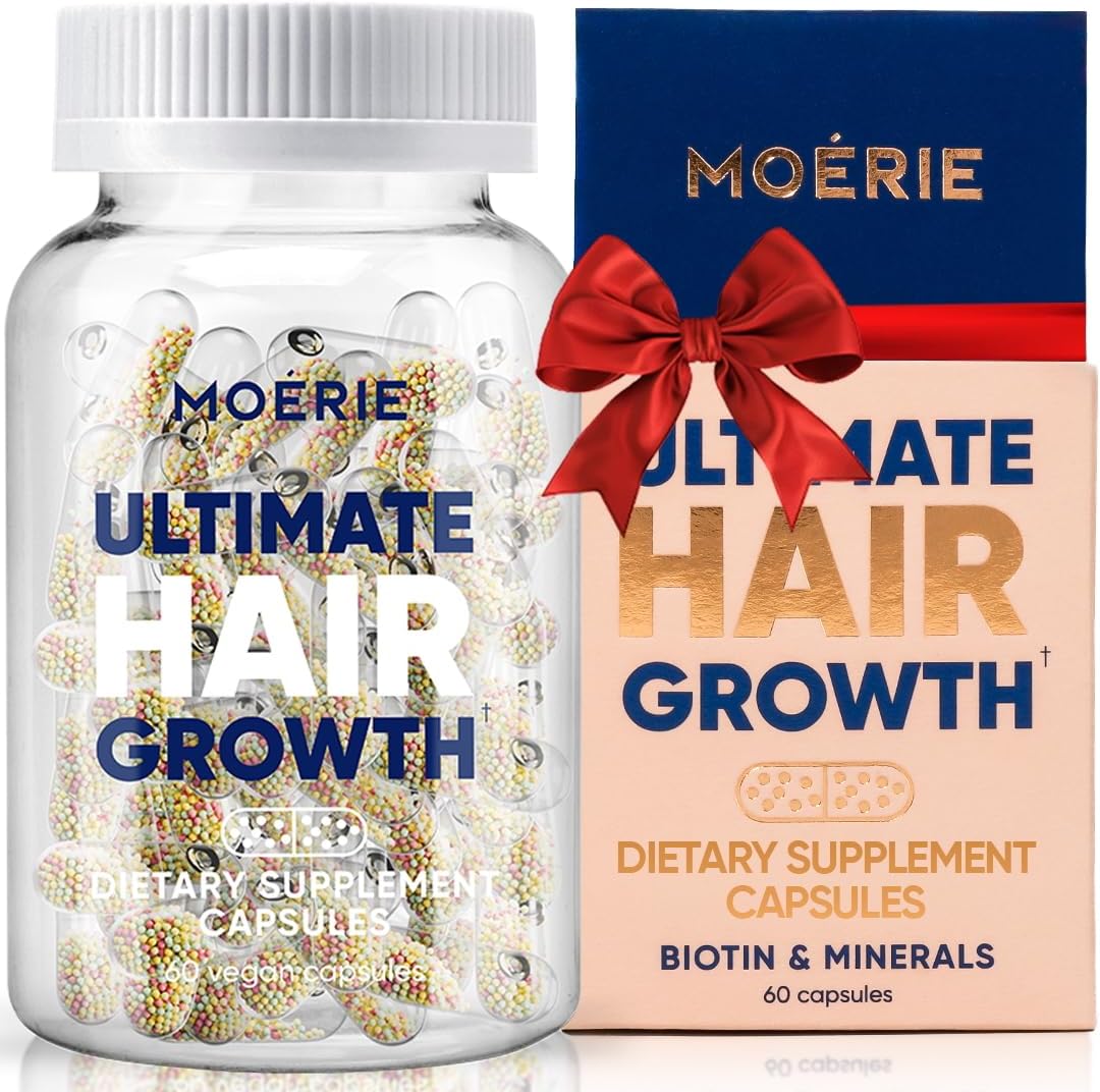Moerie Ultimate Hair Boost Supplement for Women & Men – Hair, Skin, Nails Vitamins with Biotin & Minerals for Hair Health – Thicker Hair – 60 Capsules