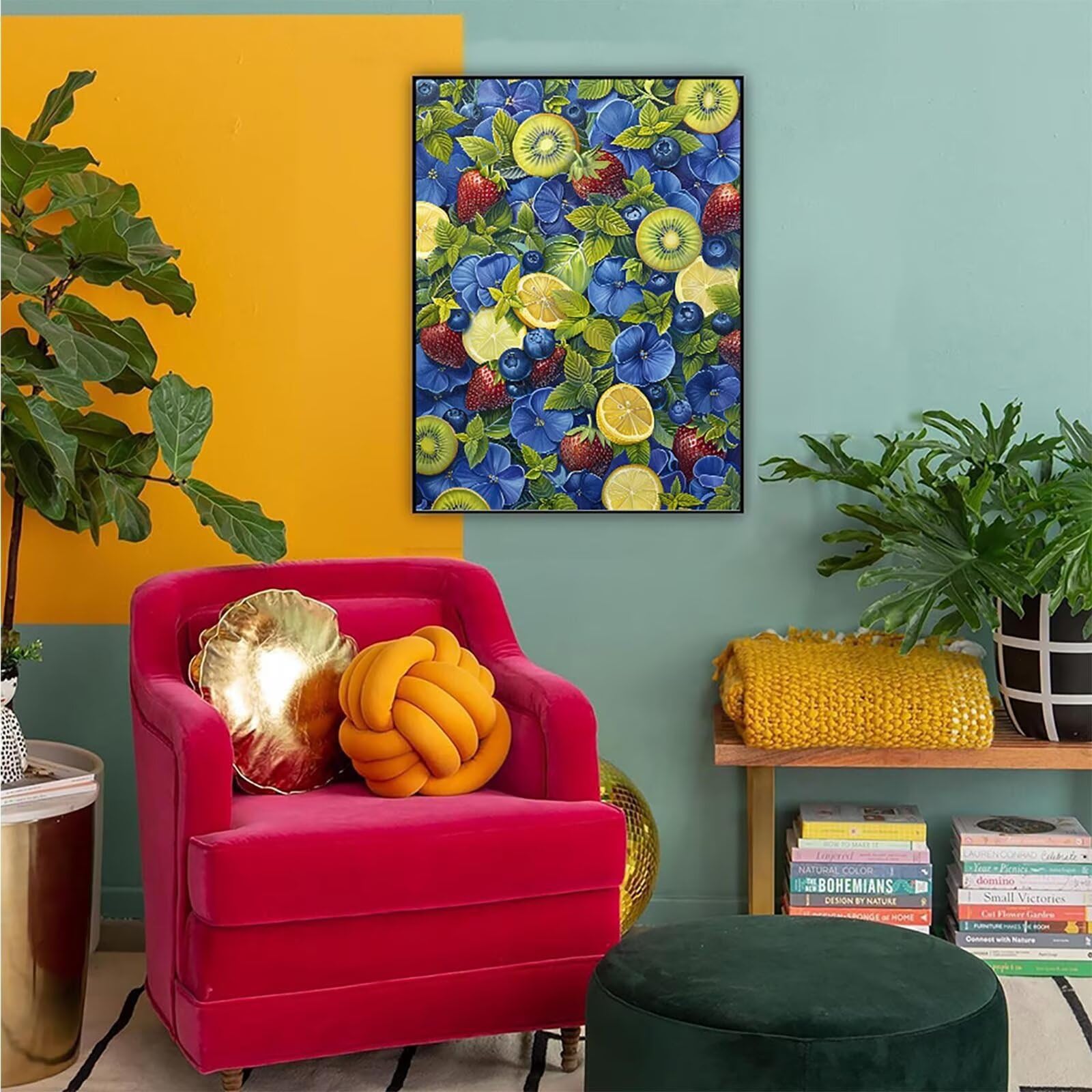 Diamond Painting Cibo, Diamond Painting Erwachsene Frutta Bastelset, DIY Diamant Malerei Runder Vollbohrer Diamanten Kinder Malerei Stickerei Kreuzstich Dekoration, Geschenk 90x120 cm PJY9 N-X