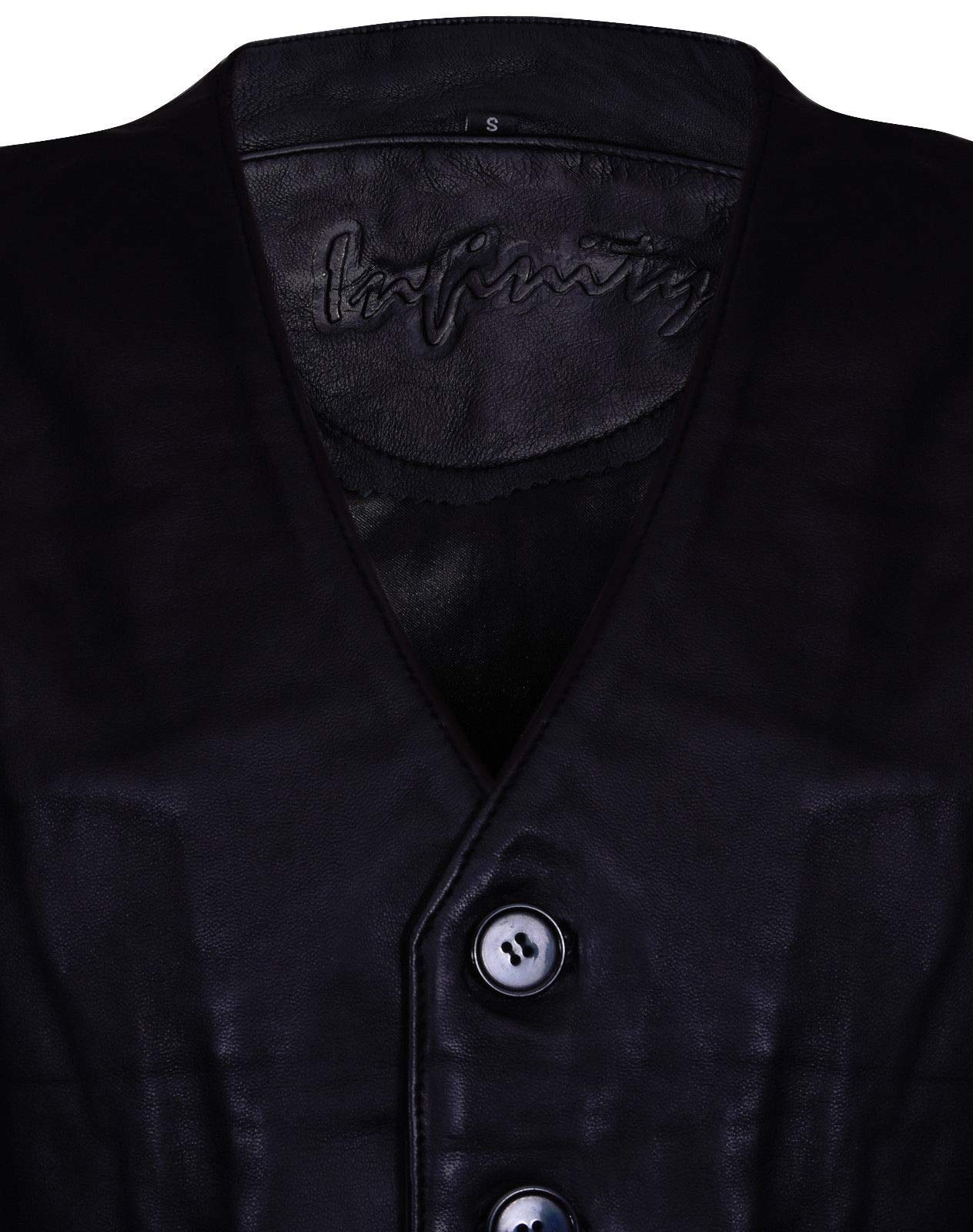 Gli Uomini Liscia Capra Scamosciata Smart in Pelle Nero Gilet