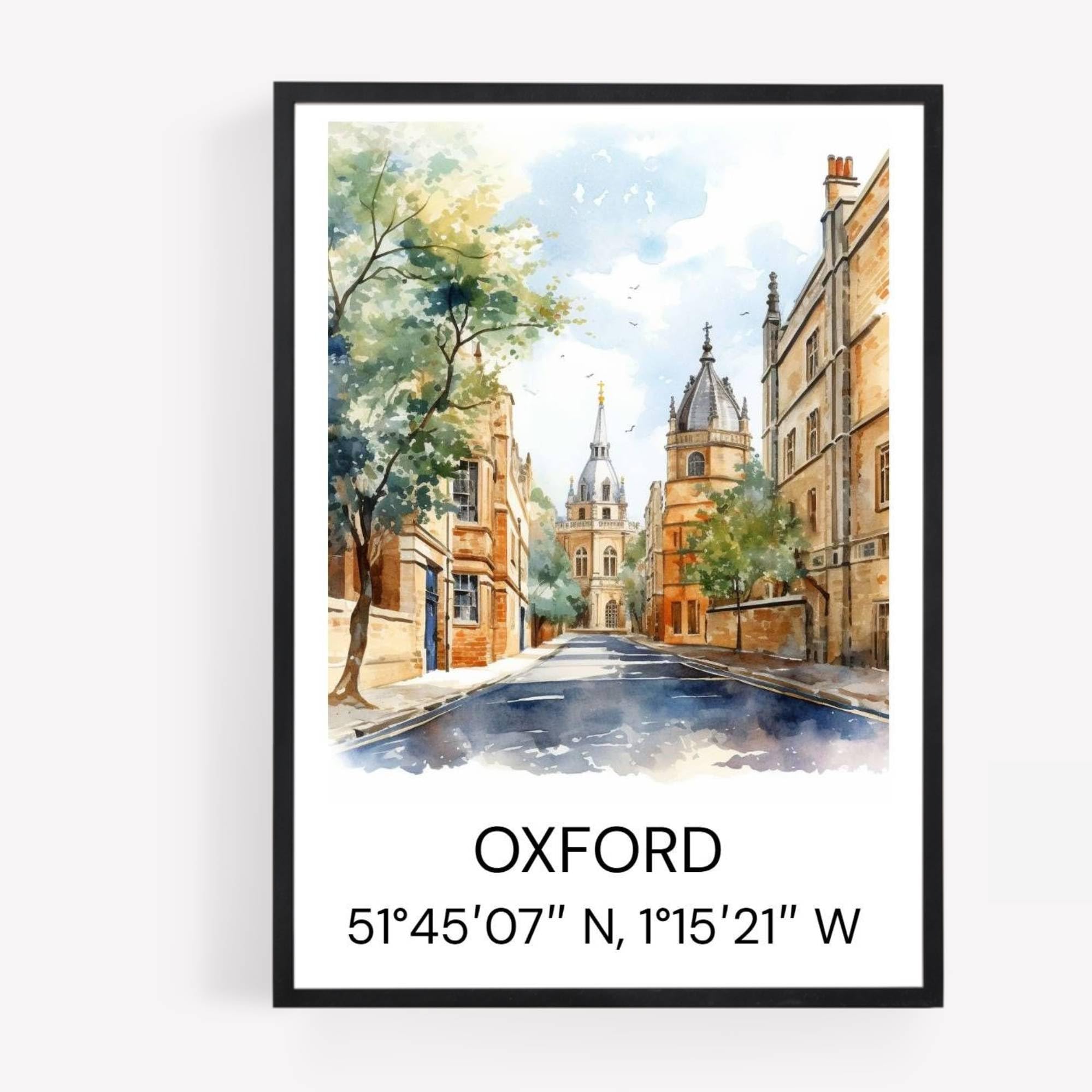 gfc oxford Cityscape Skyline Map Print Picture Poster Gift A4 UNFRAMED 1 wall art Home decor Decorating landmarks