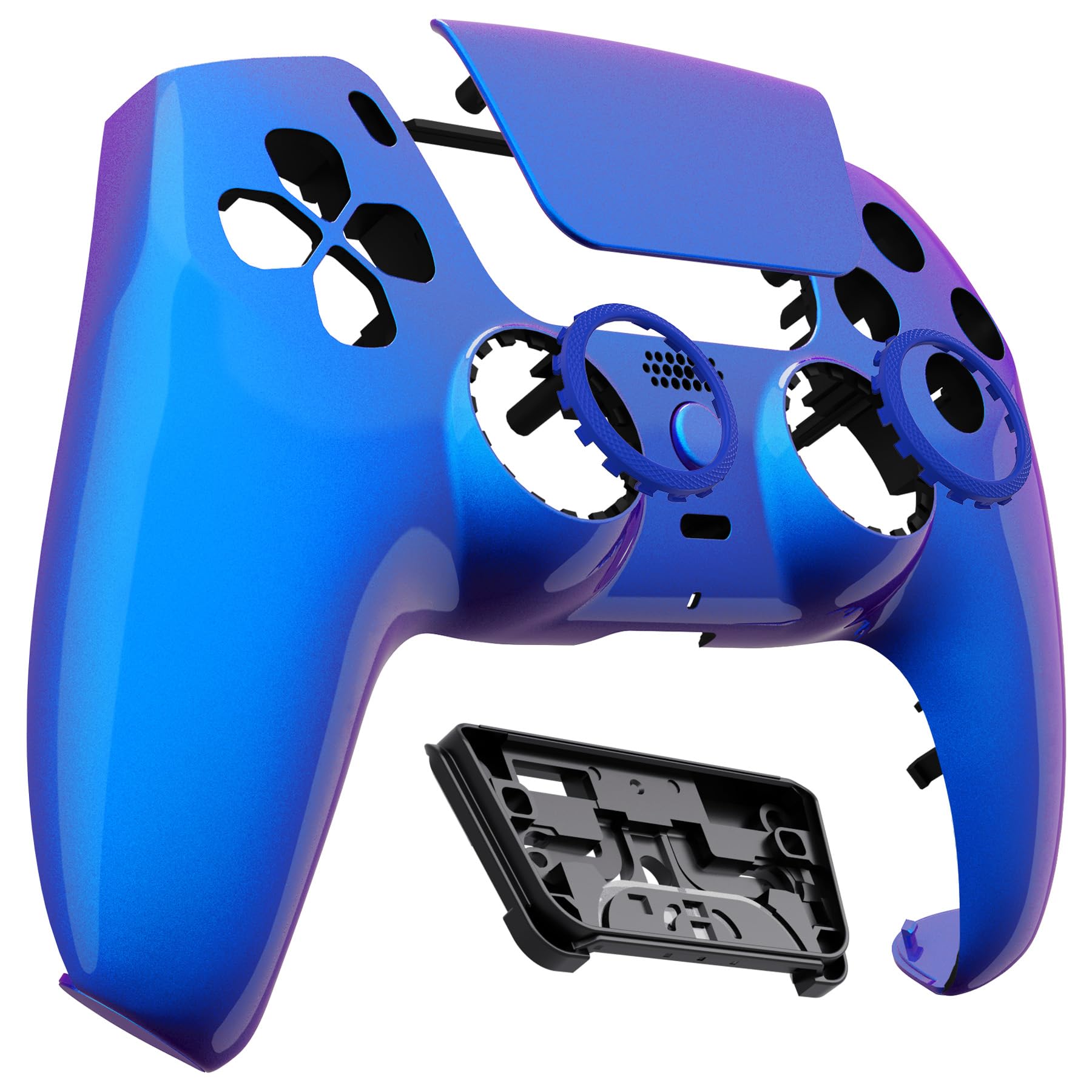 eXtremeRate Luna Cover Ricambio per ps5 Controller,Custodia Copertura Frontale Scocca Shell Ridisegnata Compatibile con ps5 Joystick BDM-010/020/030/040/050, Camaleonte Viola Blu