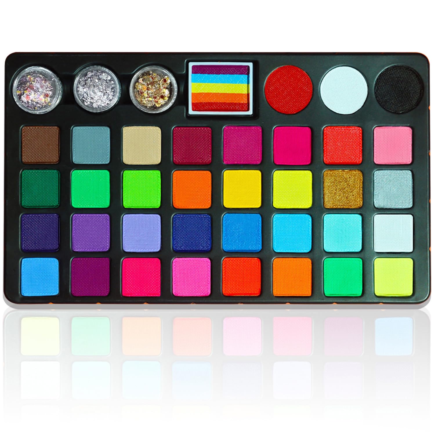 Face Painting Kit for Kids,Professional 39 Colors Face Paint Makeup Palette with 8 Fluorescent Color,Large Capacity Non Toxic Water Activated Facepaint for Halloween Cosplay Parties Stage Carnival