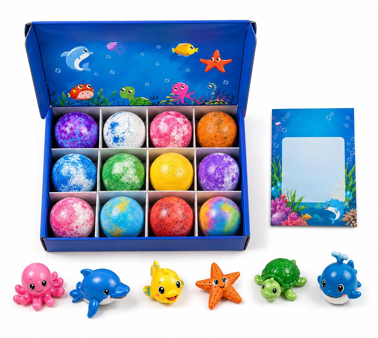 12PCS Colorful Bath Bomb Gift Set for Kids & Adults – Handmade Fizzy Bath Bombs with Surprise Colors, Moisturizing Bubble Bath Balls, Spa Gift Box for Women, Girls, Boys & Birthday Gifts (Ocean Bath Pack of 4)-image-48