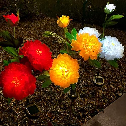 Miniatura 3 de Aolyty Luces solares de jardín de flores, luz solar de peonía para decoración al aire libre, IP65, luces solares de estaca impermeables, paquete
