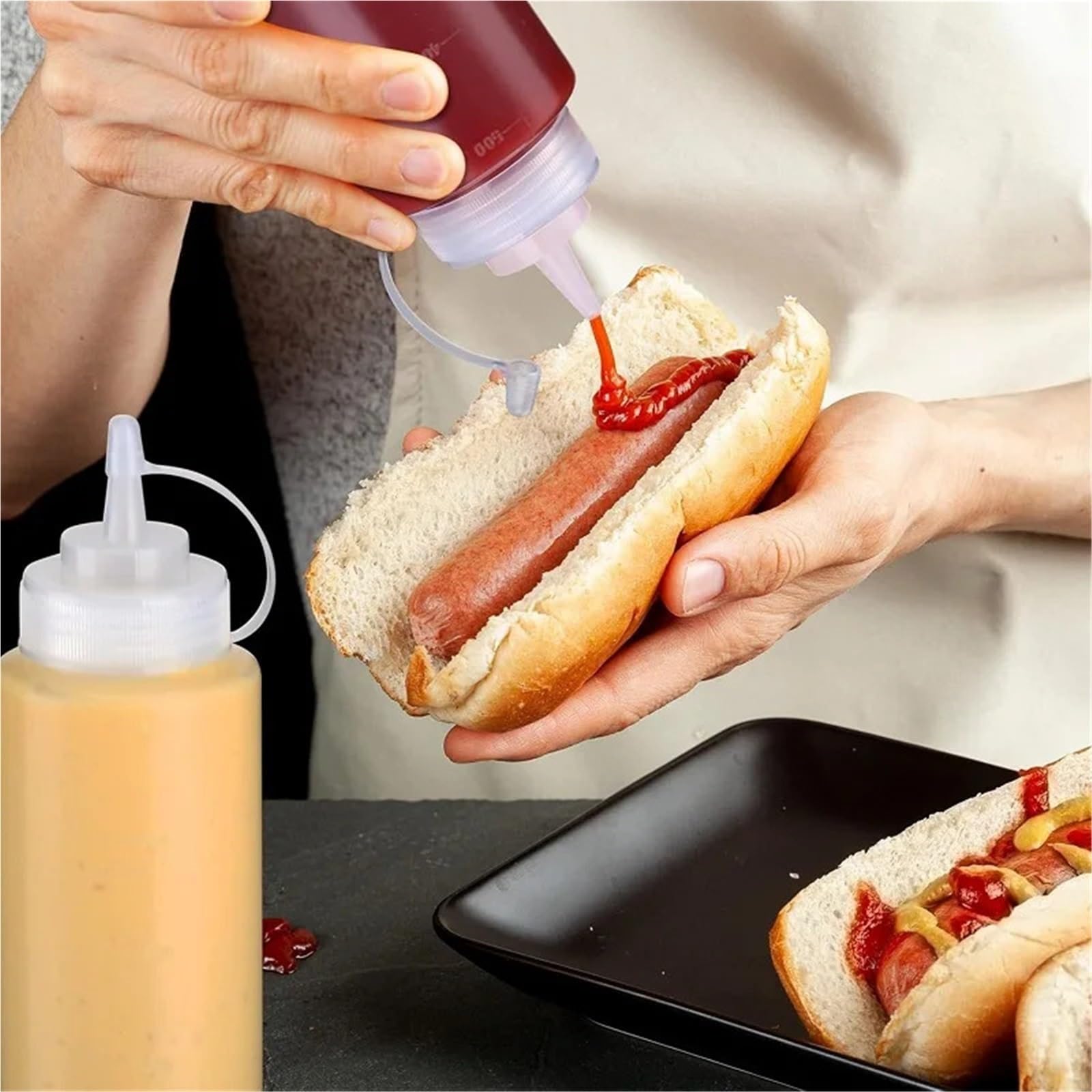 10PC Tomatensauce Marmelade Salat Dressing Squeeze Flasche Öl Gewürz Kunststoff Küchenwerkzeuge für Gewürze(500ml)