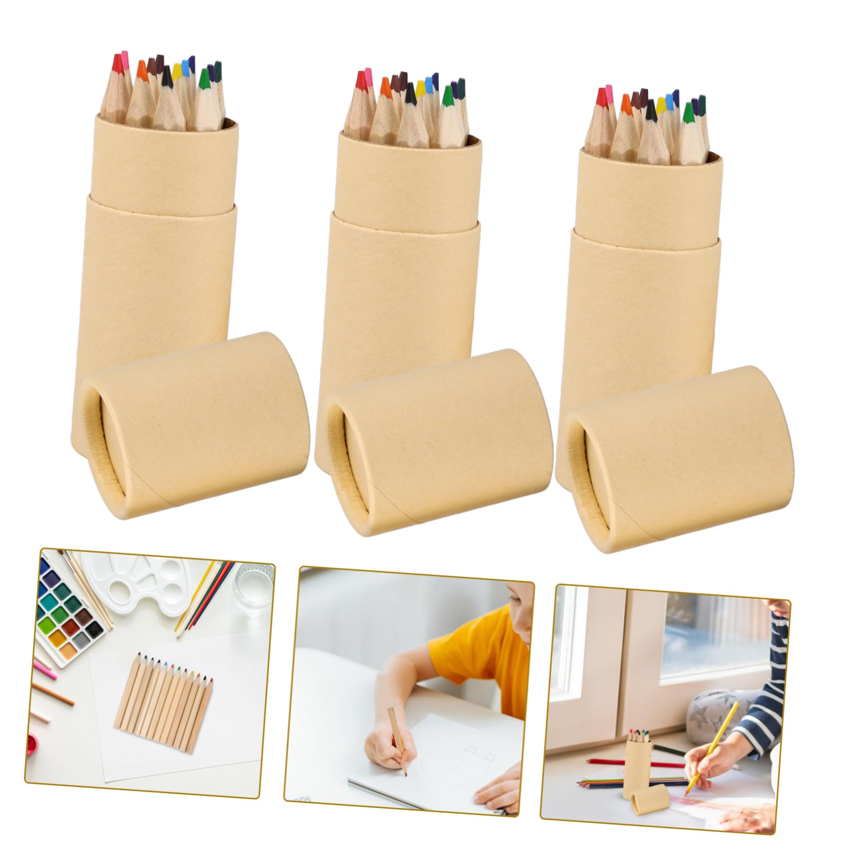 HOMSFOU Matite Colorate in Legno Beige, 12 Pezzi, per Disegno