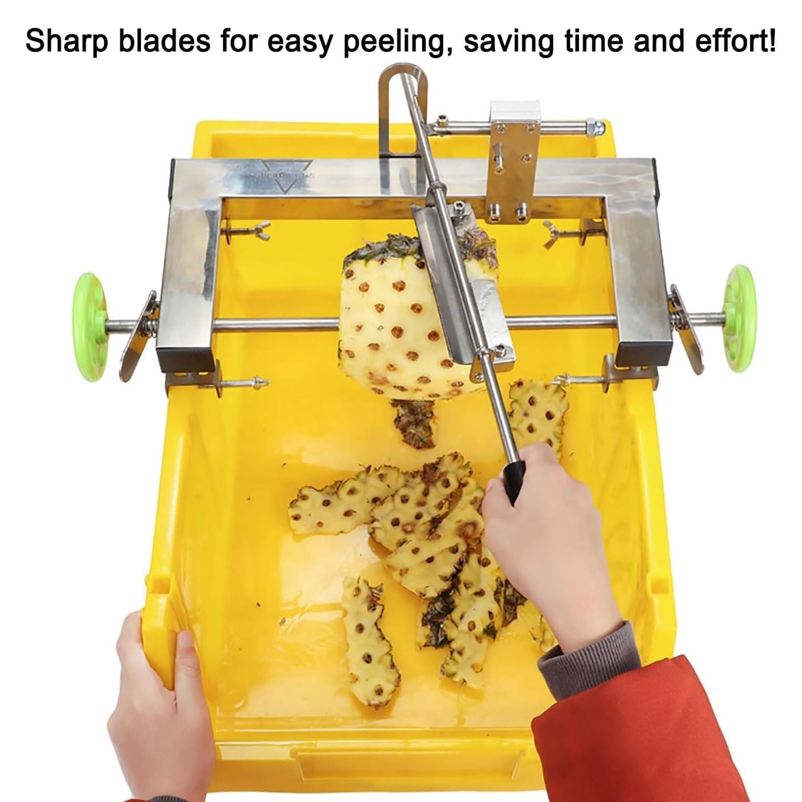 Robuster Ananasschäler, Edelstahl, kommerzieller Obstschäler mit scharfer Klinge, verstellbar für Ananas 30–36 cm, ideal für Küche oder Restaurant