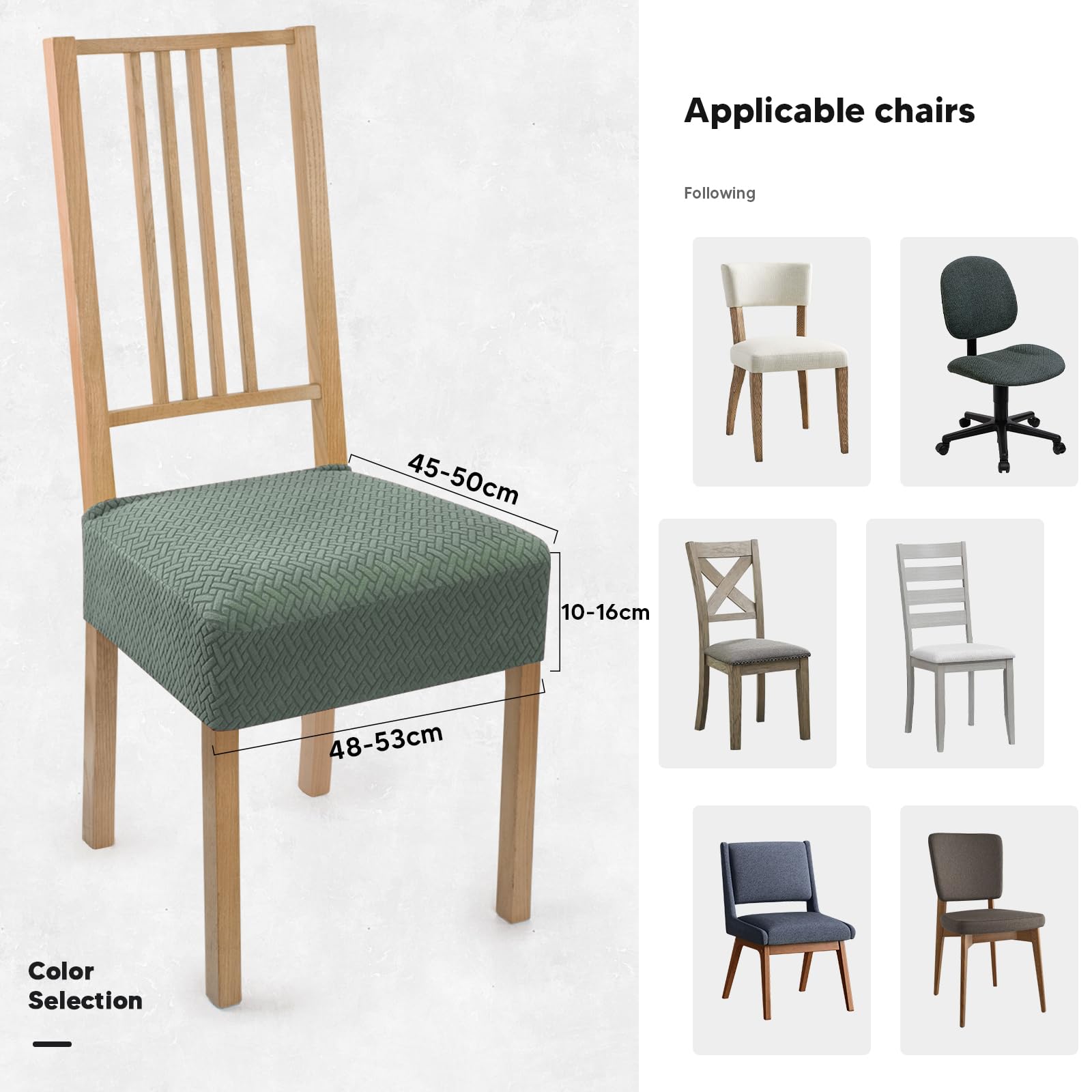 Coprisedie 4 Pezzi Coprisedia Elasticizzato Universale Jacquard Coprisedie per Sedia Fodere per Sedie da Cucina Lavabili Removibili Coprisedia Seduta per Hotel Ristorante (Verde Chiaro, 4 Pezzi)-TB