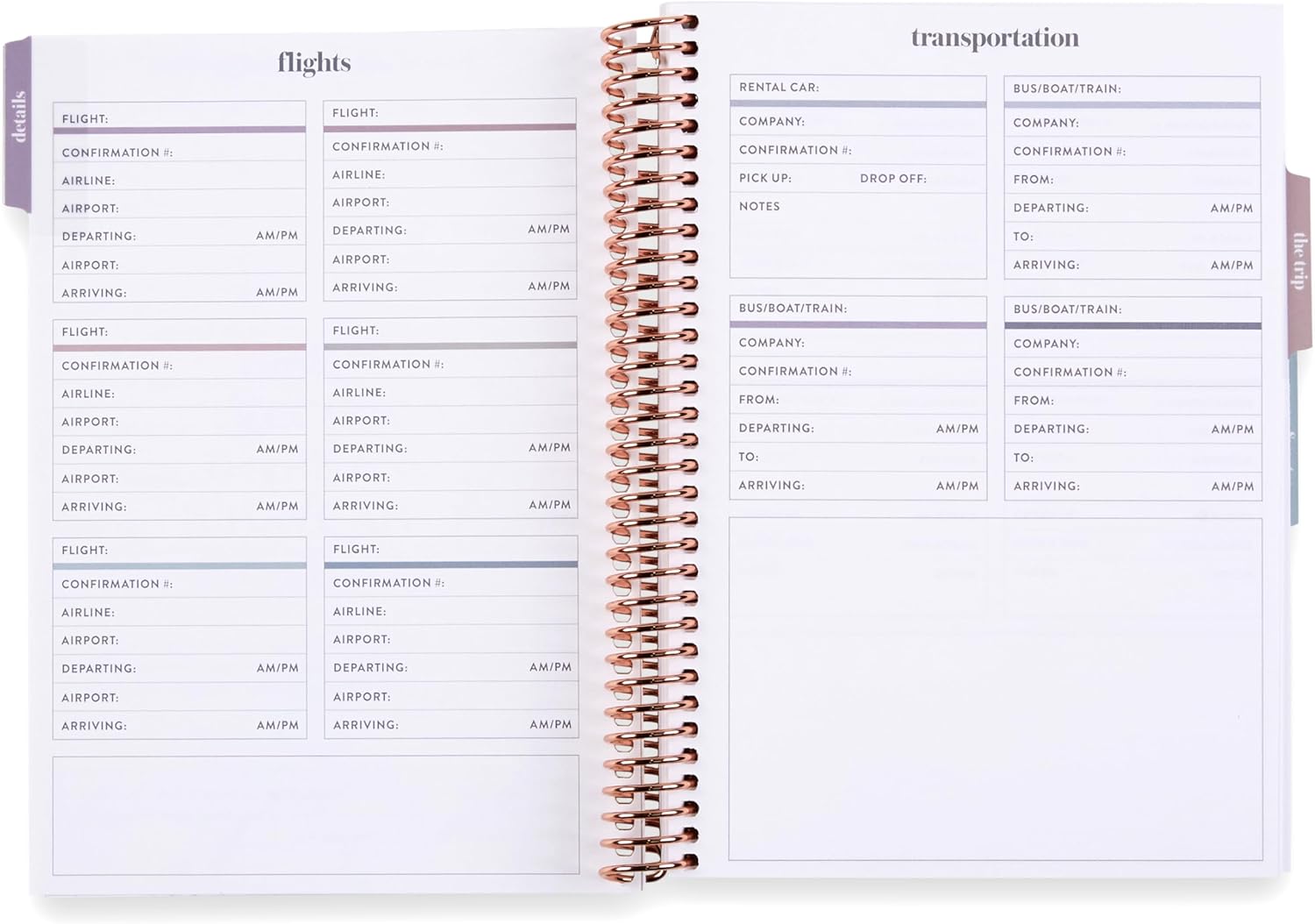 Erin Condren A5 Travel Journal Vacation Planner