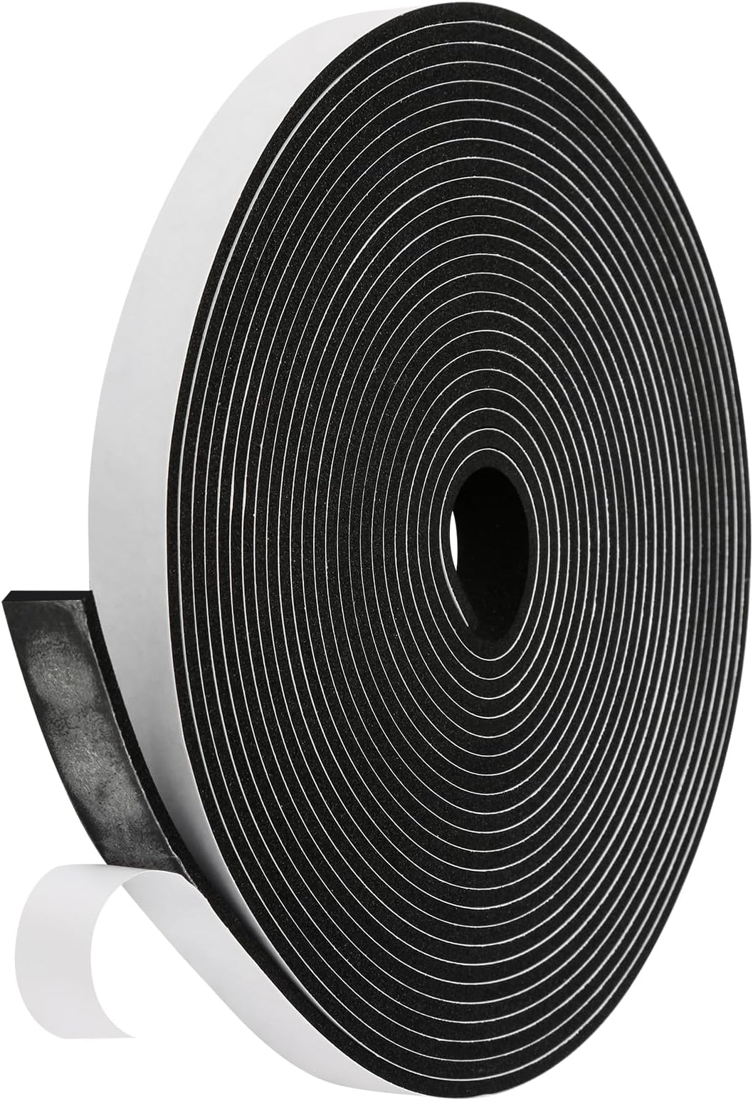 Weather Stripping Door Seal Strip (3/5 Inch X 1/8 Inch X 26Feet), Strong Adhesive, Lightproof, Soundproof, Weatherproof Foam Tape Insulation for Sliding Door, Front Door Frame, Windows- Black