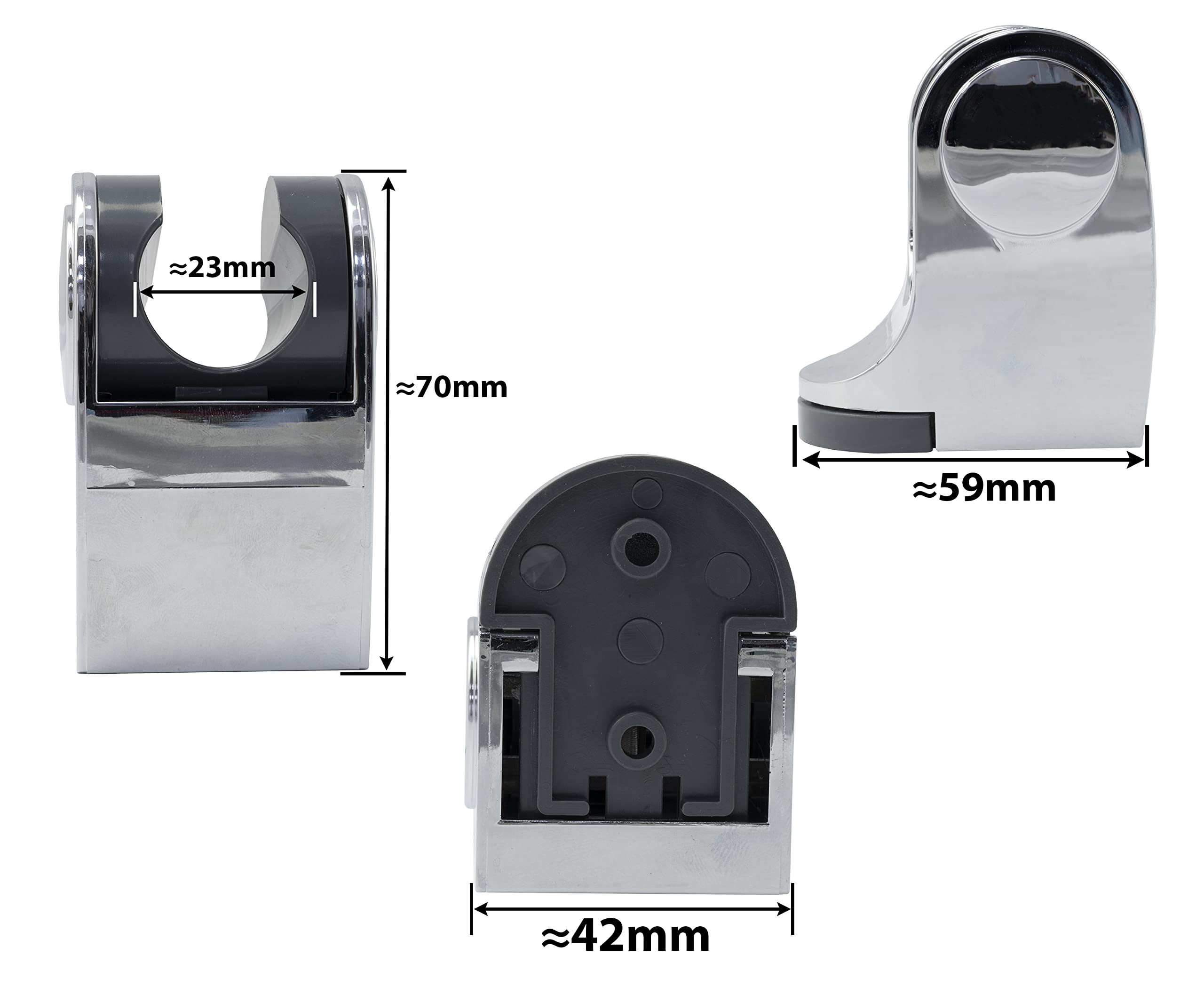 AERZETIX - C62394 - Supporto doccia girevole a parete 70mm - per miscelatore acqua soffione doccia vasca tubo flessibile sanitario bagno - in plastica - finitura cromo