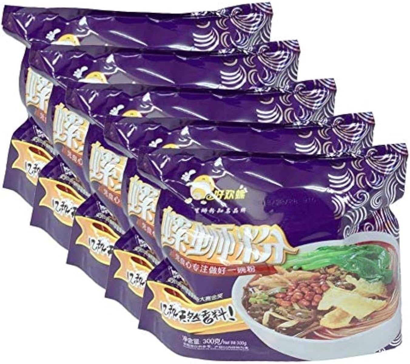 好歓螺螺蛳粉（紫色包装）【5点セット】 300gｘ5 ルオスーフエン 柳州螺蛳粉 中華食材 広西省特産 (10点セット)
