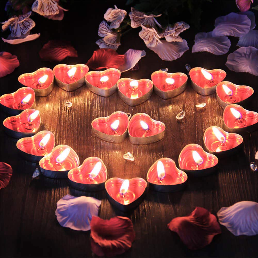 Heart Shape Candles Pack of 20 | Sandal and Rose Blend Fragrance Handcrafted Romantic, Home and Party Decoration | 3 Hours Plus Burn Time