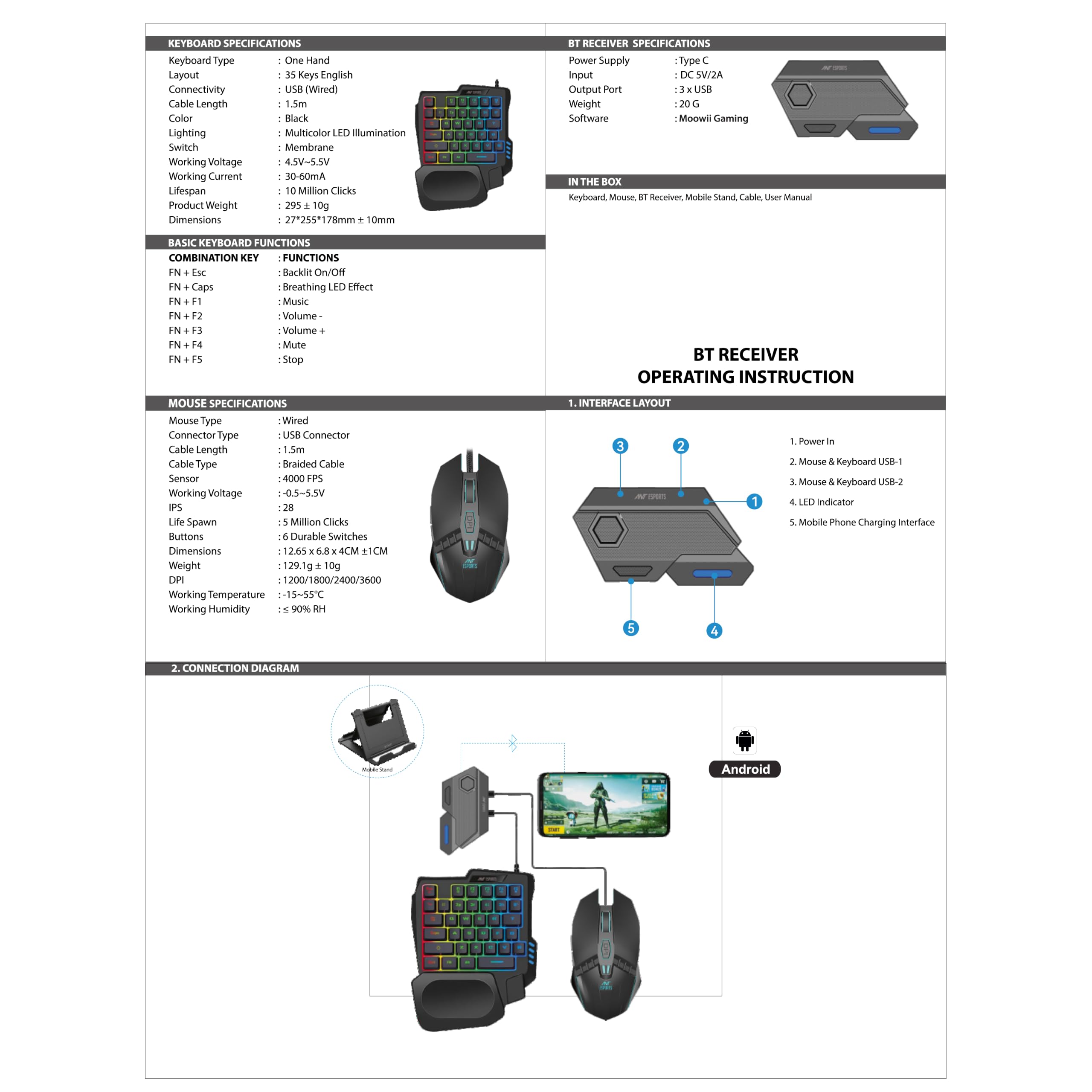 Ant Esports MG401 4-in-1 RGB Keyboard & Mouse Combo with One-Hand Keypad, 3600 DPI Optical Mouse, Bluetooth Receiver & Phone Stand for Android, BGMI, Free Fire & Call of Duty — Amazon image 14
