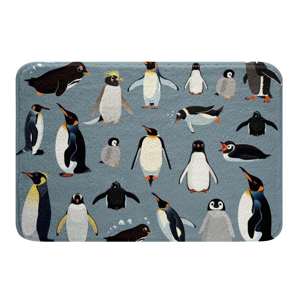 Erosebridal Penguins Bathroom Rug for Boys, Antarctica Animals Wildlife Doormat for Kids Girls, Cartoon Little Penguins Bath Mat, Cute Wild Safari