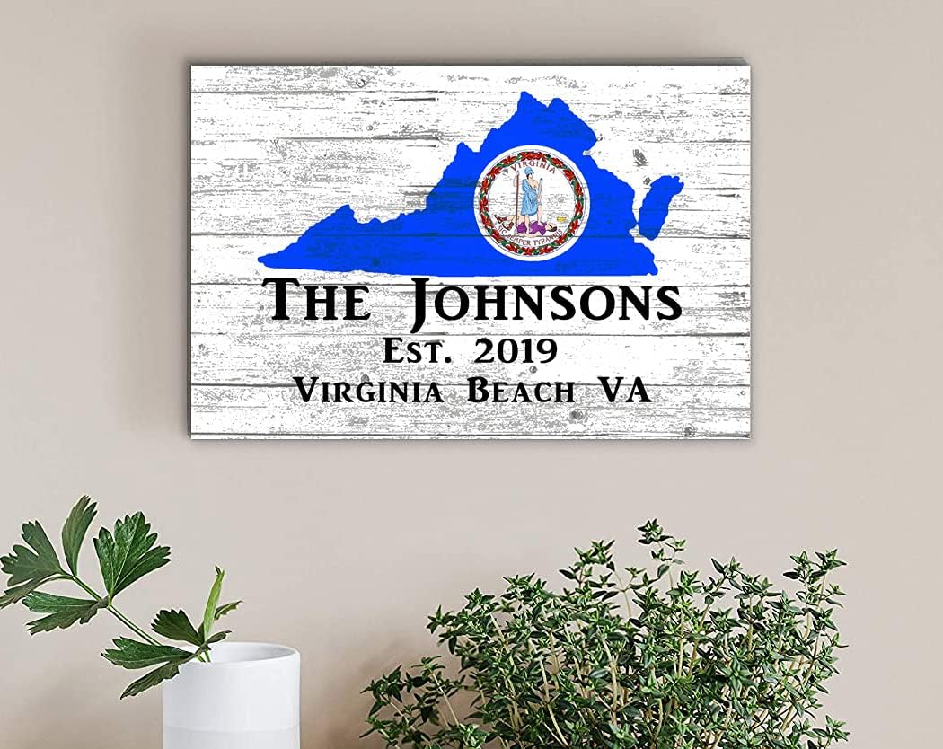 VIRGINIA Home Sign With Established Date PERSONALIZED VA State Family Name - Housewarming Gift Wall Art!