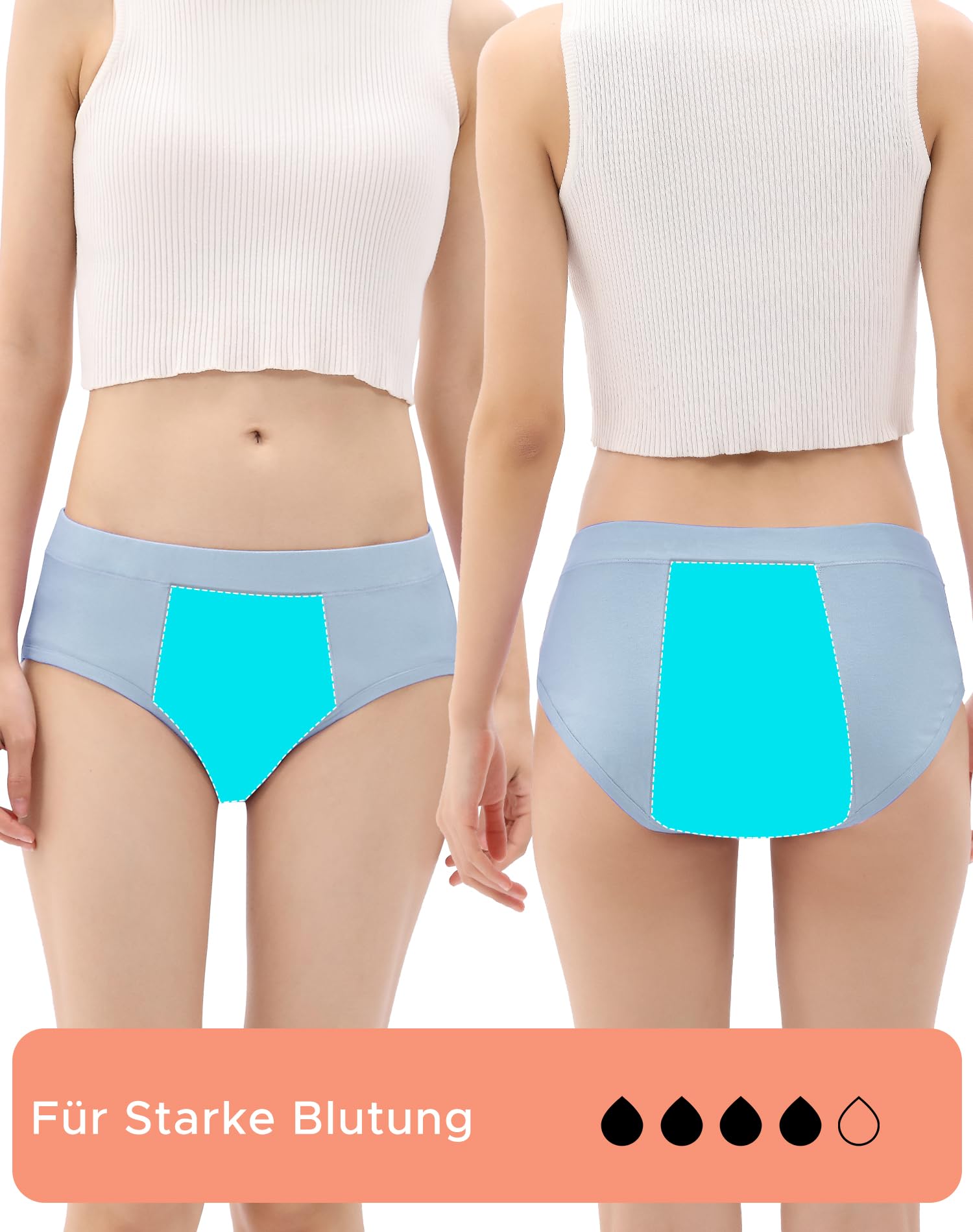 INNERSY Mutande Mestruali Ragazza Flusso Abbondante Slip Ciclo Mestruale Cotone 10-18 Anni Pacco da 3