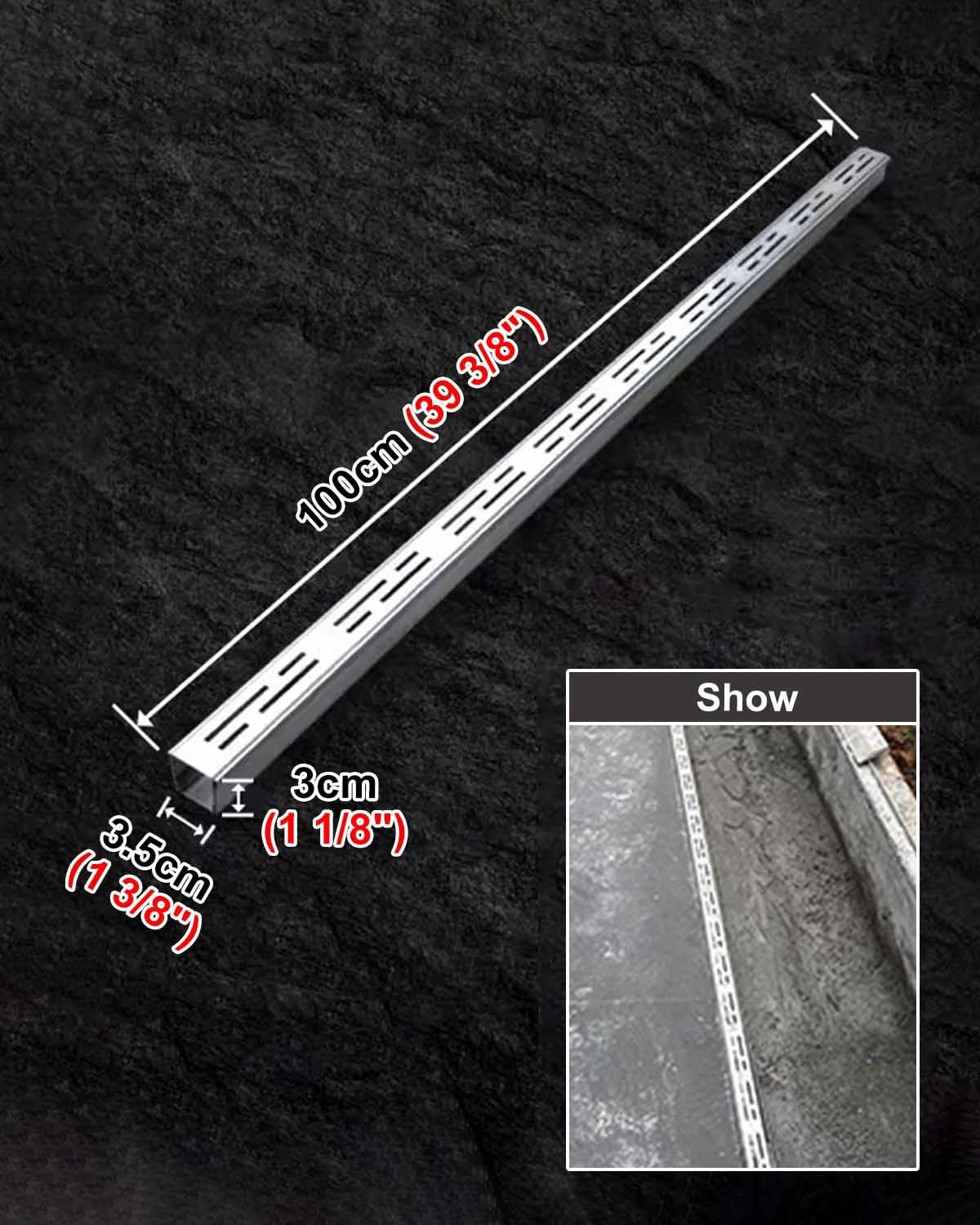 Metalowy zestaw odpływowy z cienkim kanałem, system odpływowy na balkon, patio, łazienkę, garaż i rynnę zlewową, wydajne rozwiązanie do odprowadzania wody