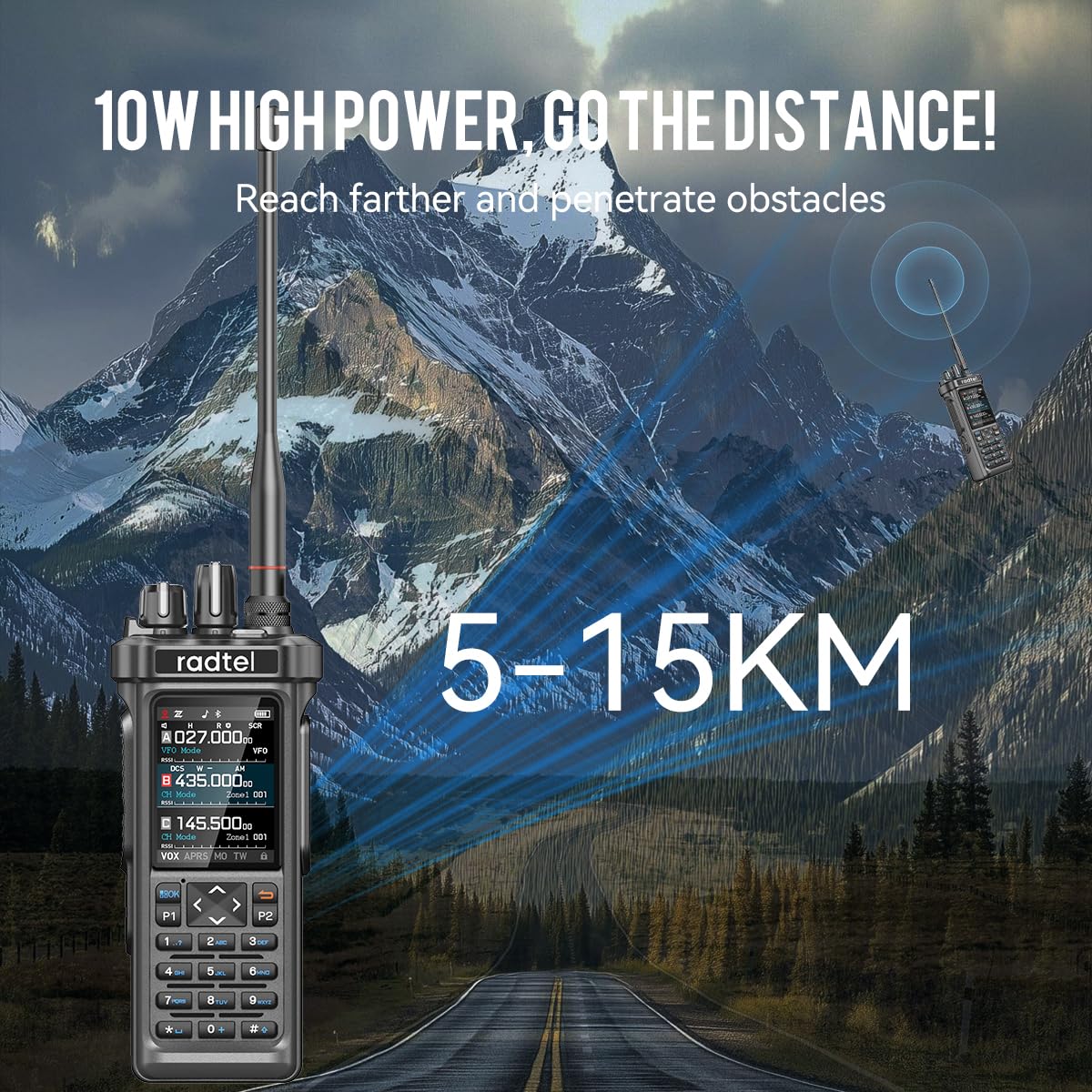Radio amateur Radtel RT-950 10 W, longue portée, portable, bidirectionnelle, réception AM/FM/SW/MW/LW, GPS/APRS, programmation Bluetooth sans fil, NOAA, analyseur de spectre (avec câble de programmati