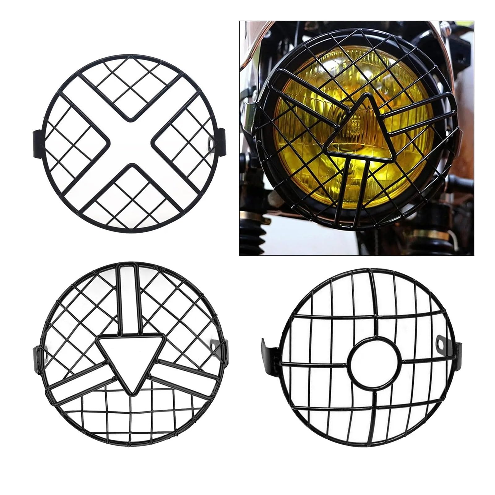 Protecteur Phare Moto Pour Cafe Racer Pour Cruiser 6.5 Couvercle De Phare Moto En Maille Protection Grille Avant