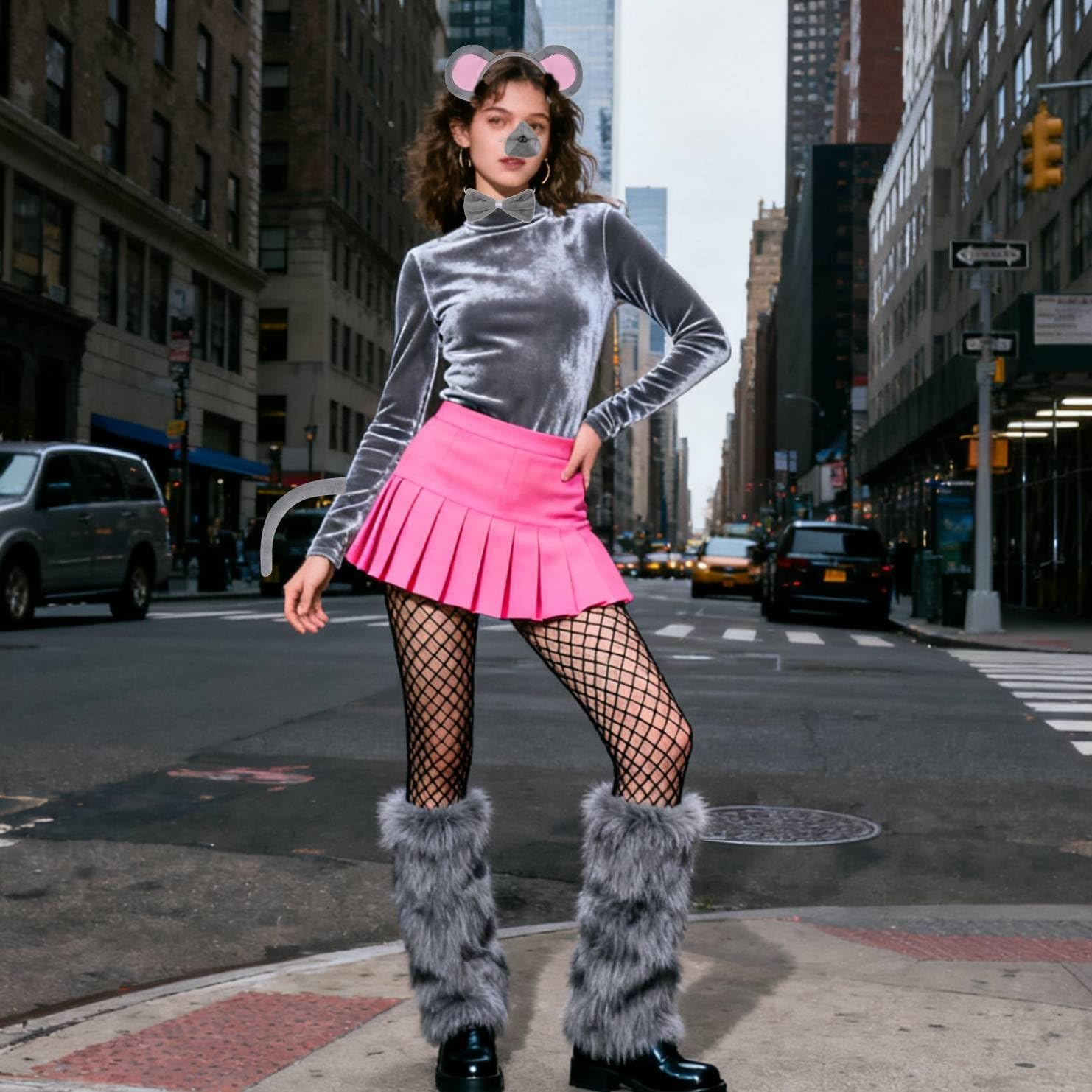 Kirei Sui Kids Chef Gray Mouse Headband Tail & Bowtie 4pcs Set Costume - Image 6