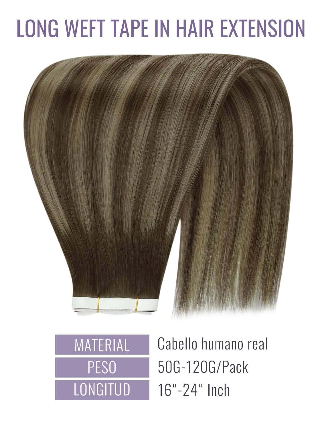 Fshine Extensiones Adhesivas Pelo Natural Extensiones de Cabello 14 Pulgadas 35CM 50g Rubio Dorado Highlight Rubio Claro 20PCS Cabello Humano Color 16P22 Color 16P22 — view 64