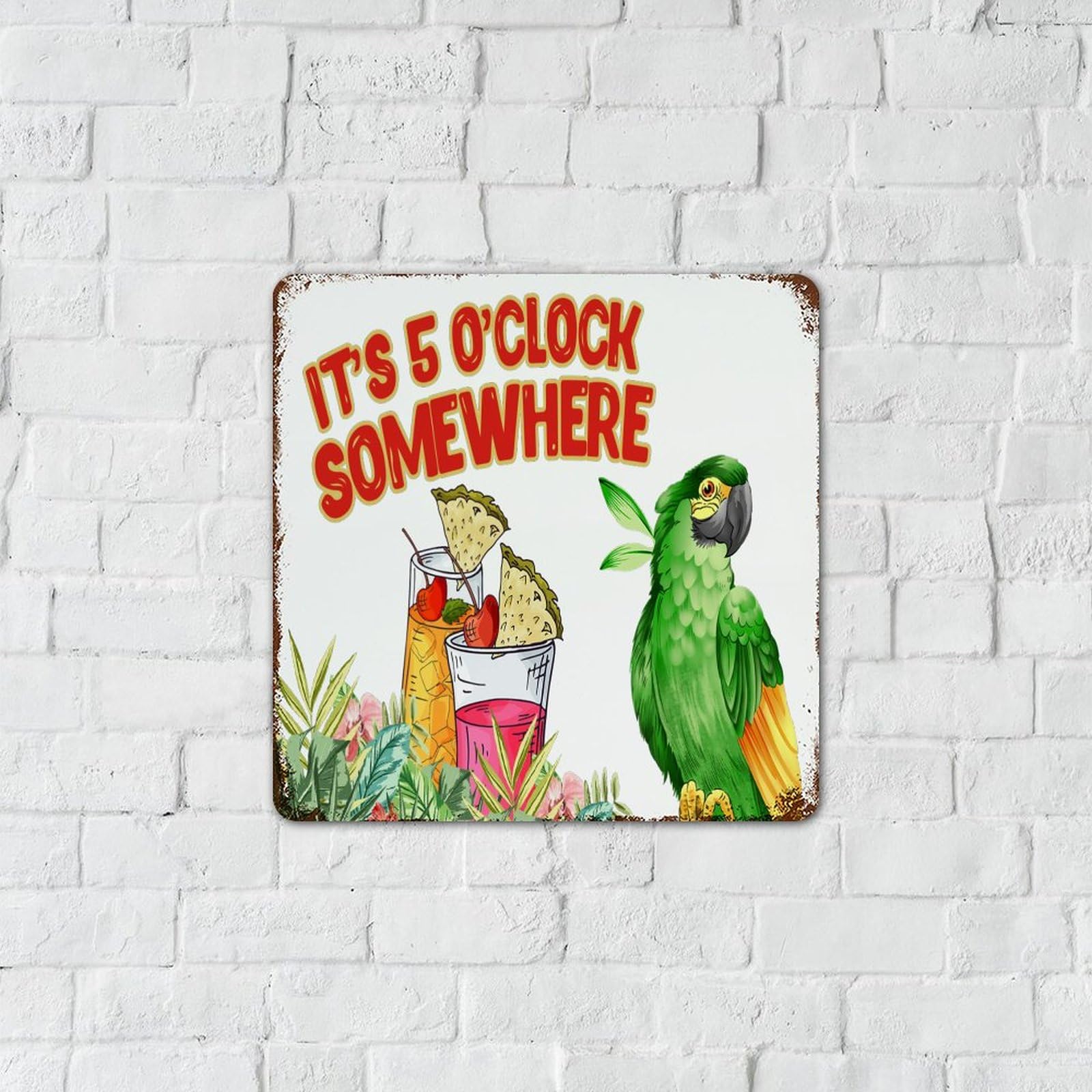 Cartello In Metallo Vintage Con Scritta Divertente “It's Five O'Clock Somewhere” - Decorazione Da Parete Per Bar E Pub, 10x40 Cm - 2
