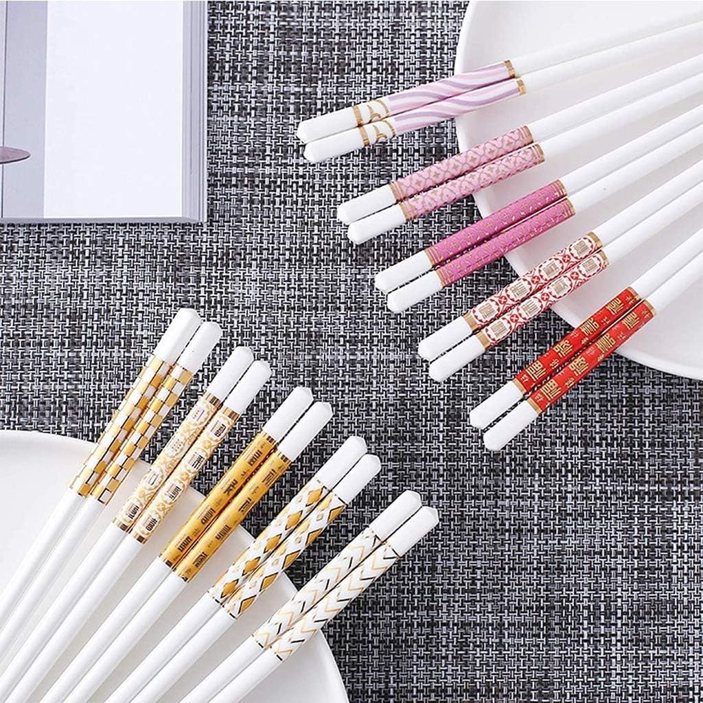 baguette japonaise cooking chopsticks Baguettes, 10 paires de baguettes réutilisables en céramique, ensemble cadeau de baguettes en porcelaine(Color:1,Size:)