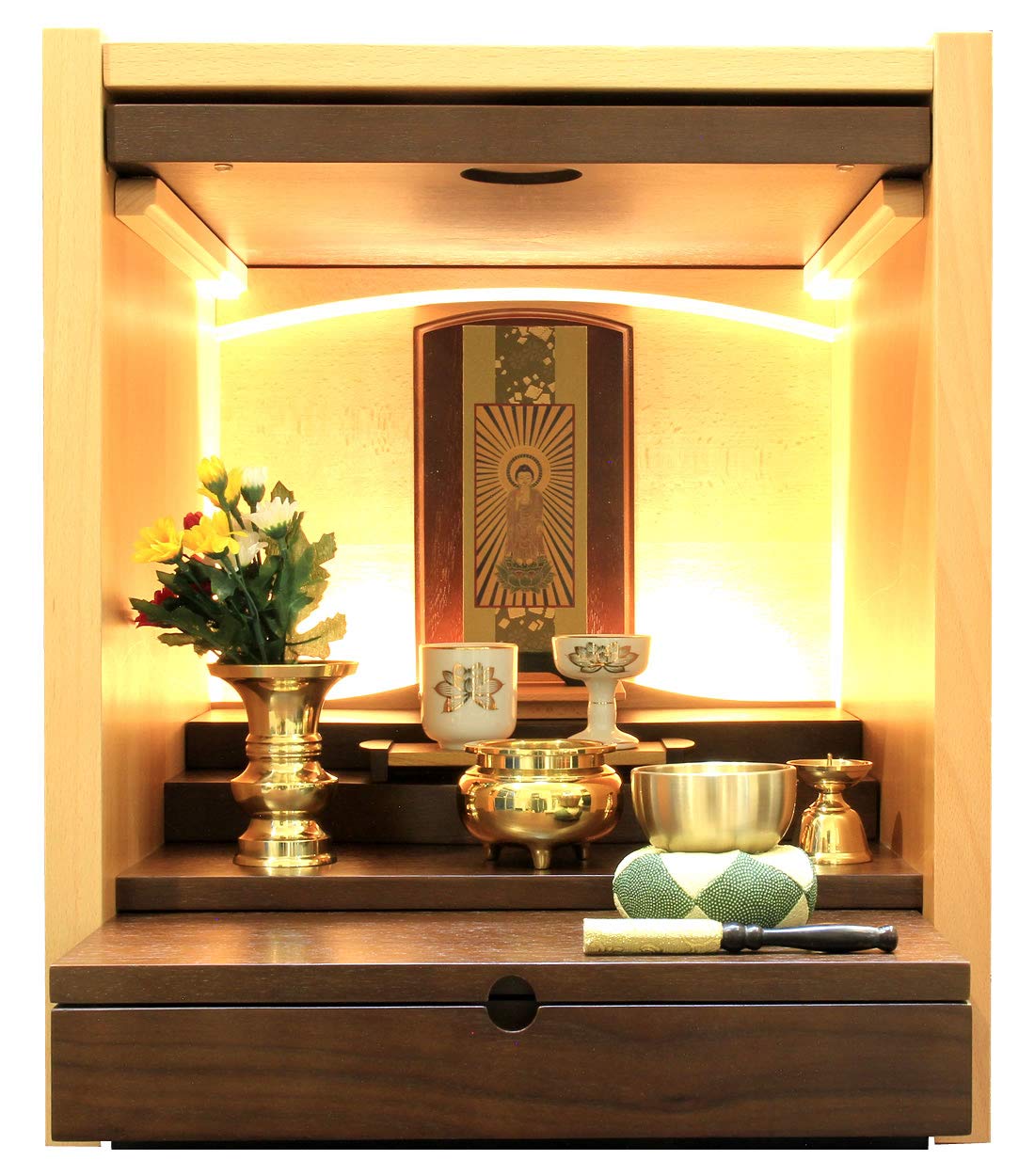 Amazon｜松山神仏具店 仏壇 ミニ仏壇 モダン仏壇 カノン 16号 縦開き  