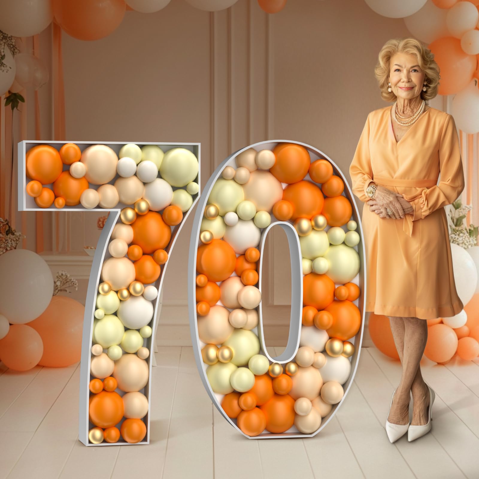 Mosaic Numbers for Balloons 4FT: Large 70th Birthday Decorations Balloon Mosaic Number Frame Marquee Number 70 Anniversary Party Decor Cardboard