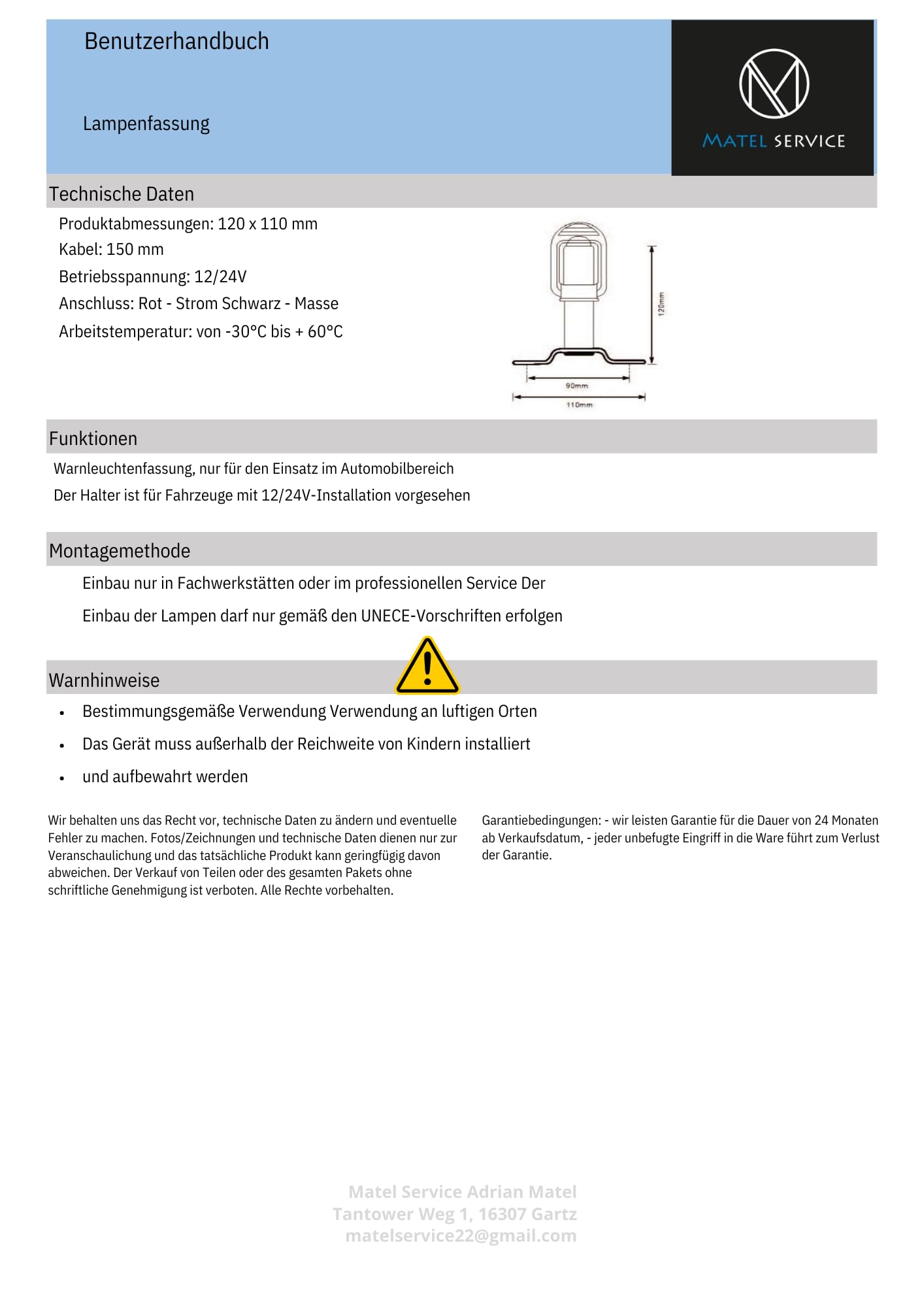 Matel Service Rundumleuchte orange, Warnleuchte mit flexiblem Fuß LED 12V 24V Für Straßenver 3 Funktionen R65 mit Aufsteckrohr Halterung U