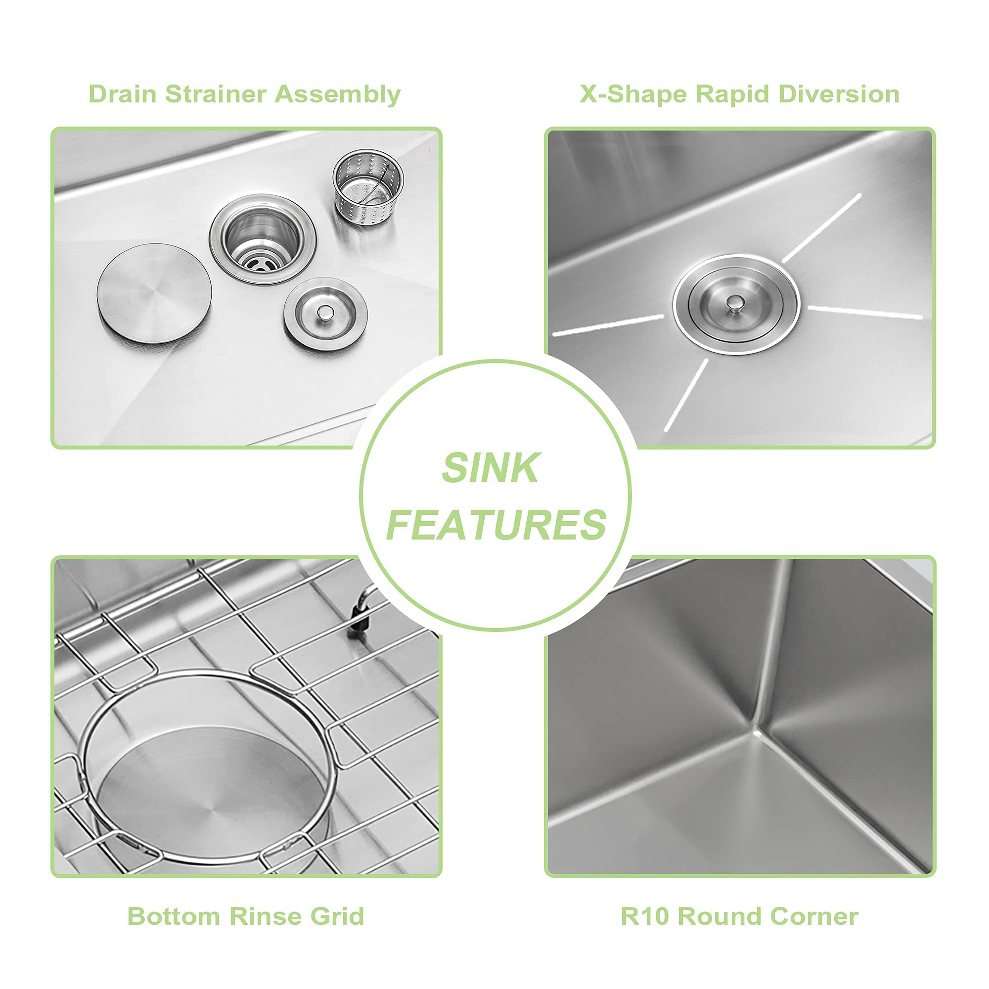 25 Drop in Sink, Lofeyo 25 Inch Kitchen Sink Drop In Stainless Steel 16 Gauge Round Corner Single Bowl Topmount Kitchen RV Bar Prep Kitchen Sink Basin