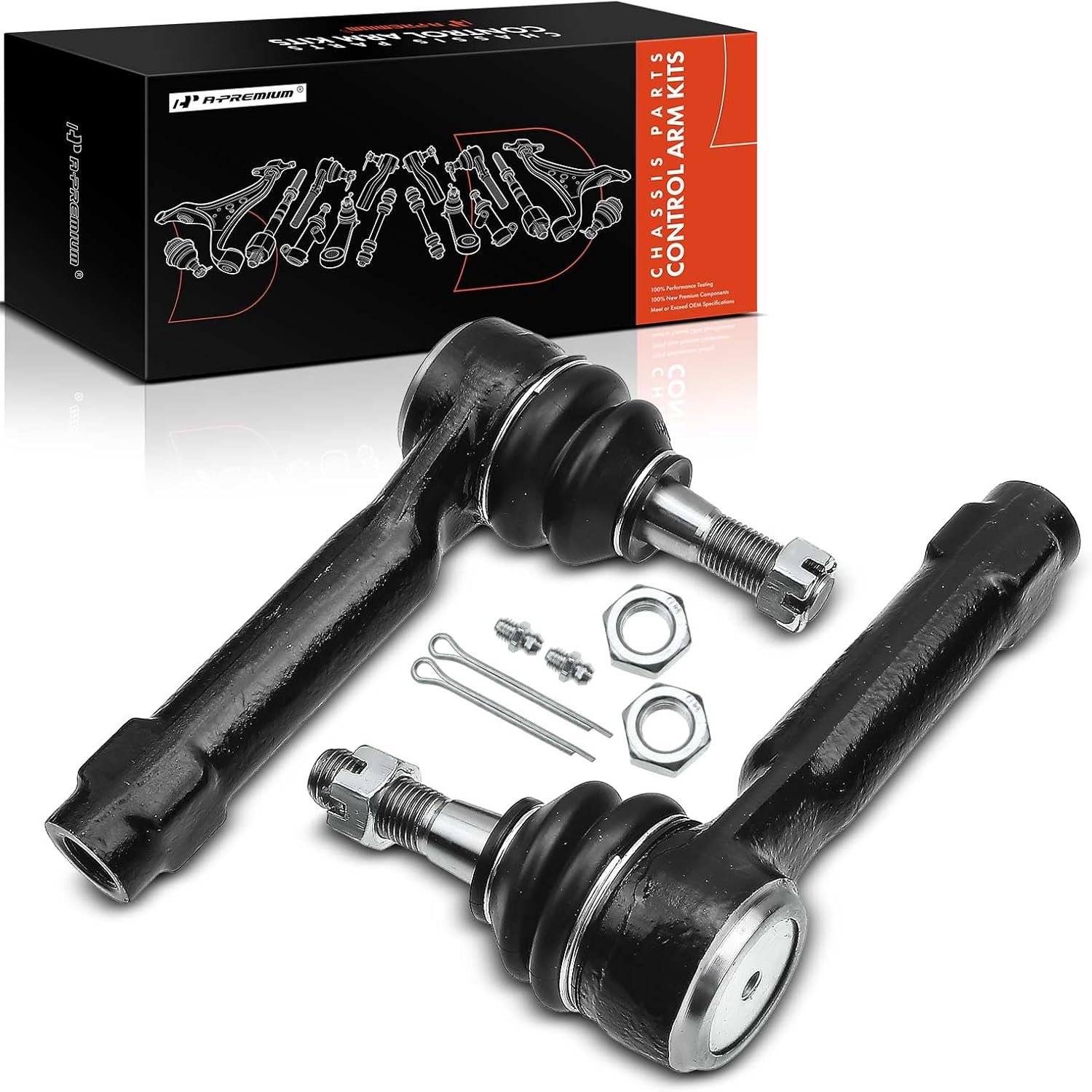 A-Premium 2 x Front Outer Tie Rod Ends, Compatible with Chevrolet Impala 04-13, Monte Carlo 04-07, Venture 97-05, Pontiac Grand Prix 97-03, Montana 99-05, Trans Sport 97-99
