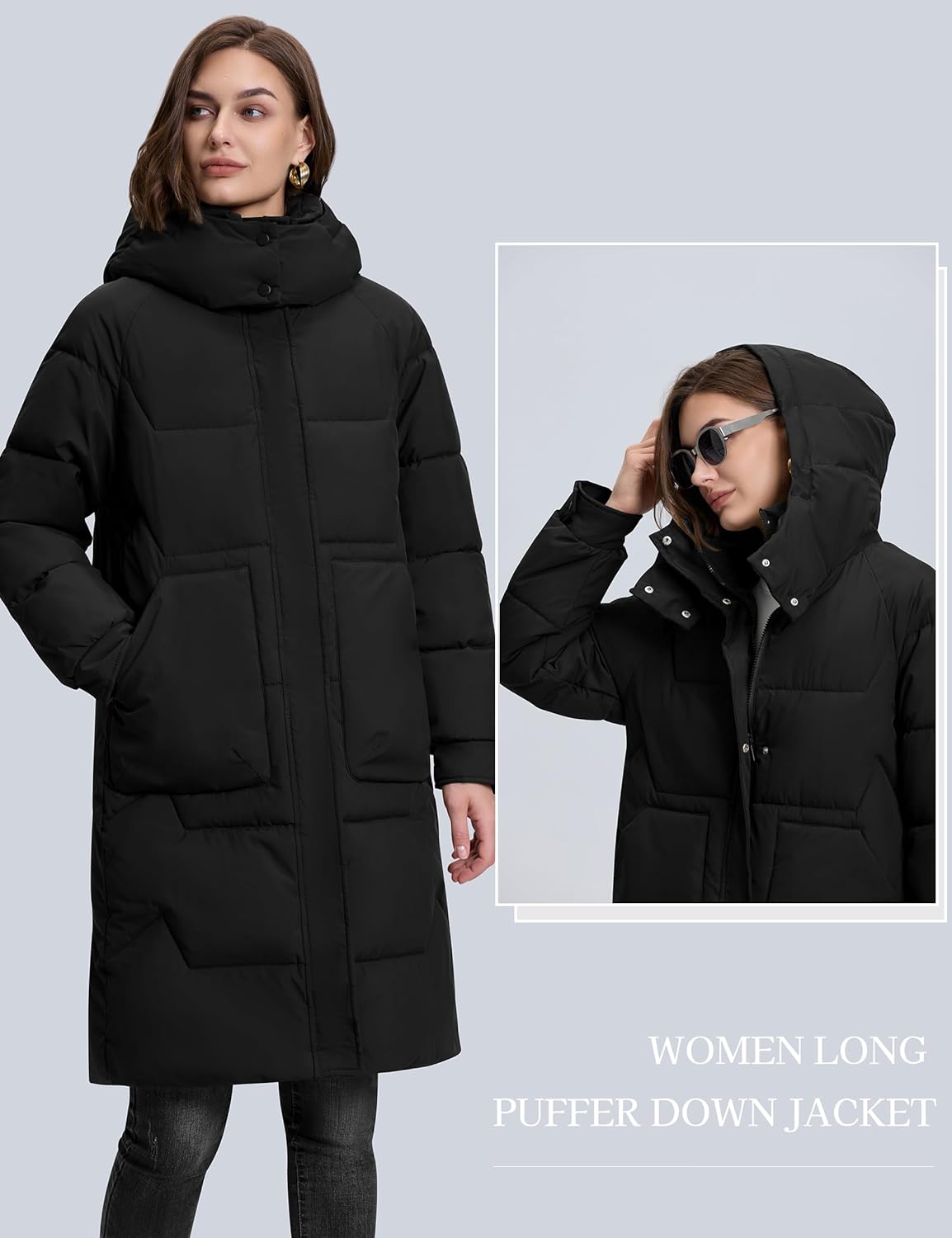 TQD Long Puffer Coat Women Warm Thicken Long Winter Coats for Women Hooded Outwear Pockets Puffer Jacket - Image 4