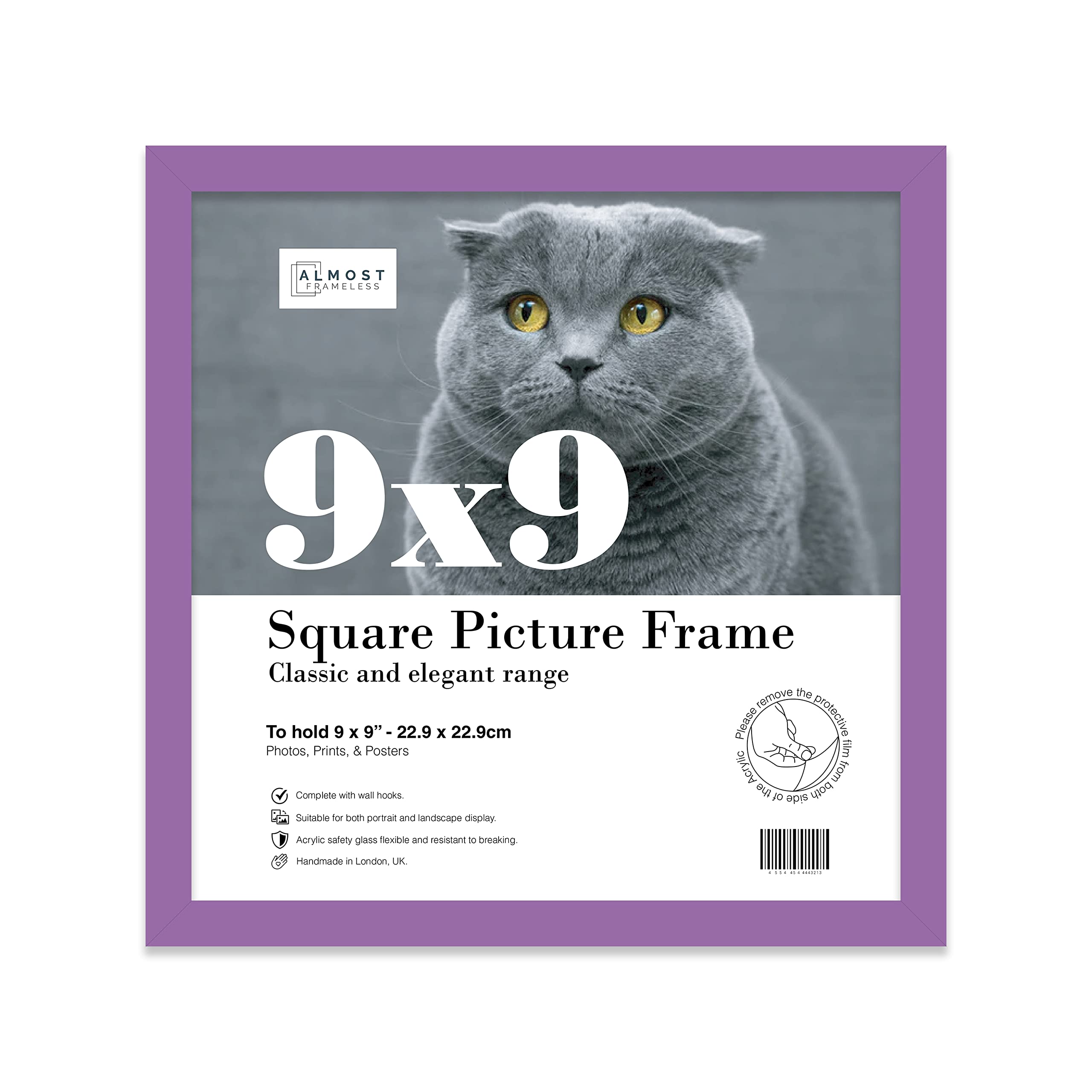 9x9 Inch Purple Square Thin Photo Frame Wall Mountable and Freestanding Thin Picture Frame Standard Square Photograph Size, 9" X 9"(22.9 X 22.9cm) โ image 1